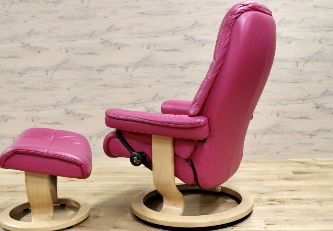 GMFN341○EKORNES / エコーネス サンライズ リクライニングチェア オットマン M ピンク 北欧 ノルウェー 定価約30万