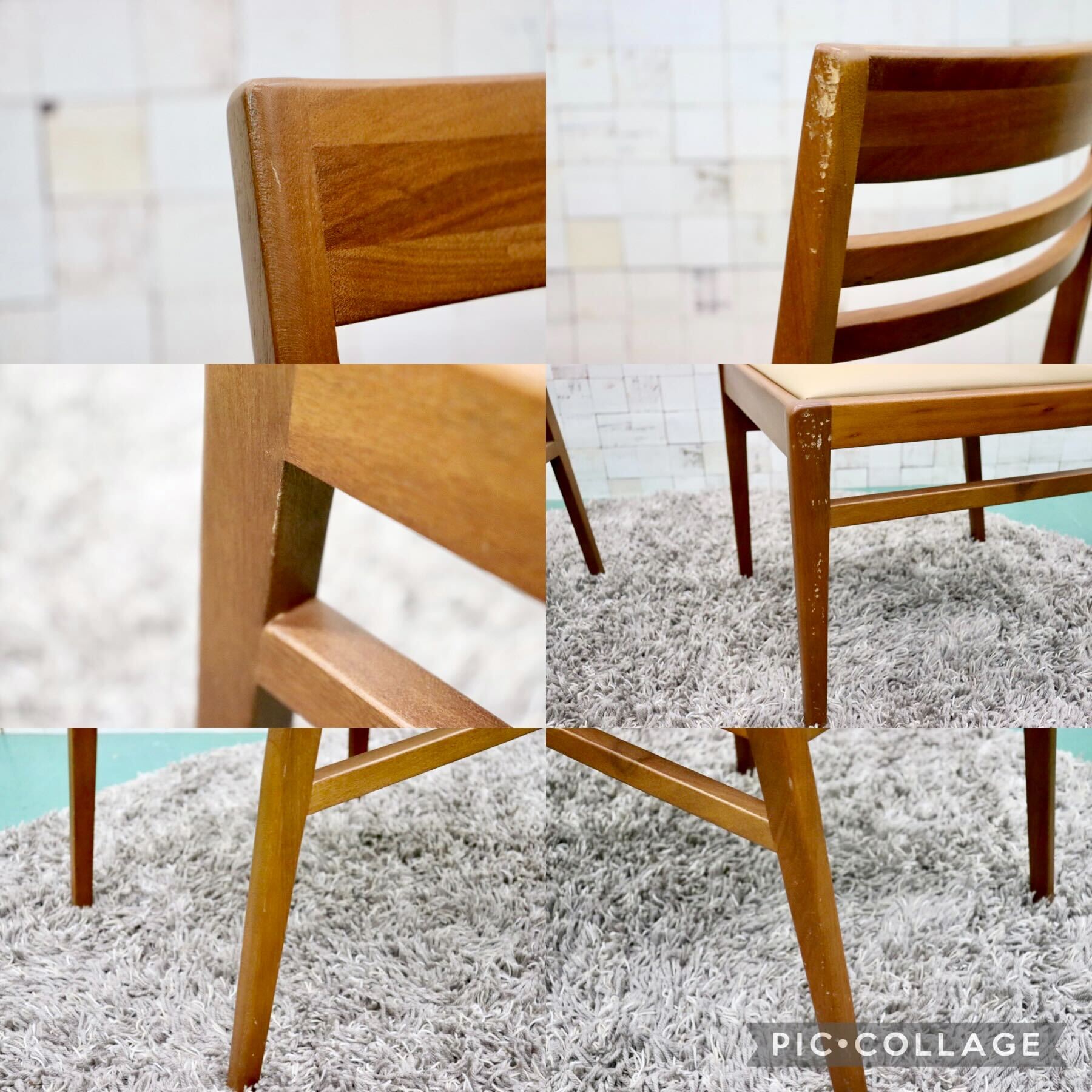 GMFF98B○朝日木材加工 BOSCO ボスコ ダイニングチェア アームレスチェア 椅子 2脚セット ニヤトー材 合皮 ベージュ ACTUS 北欧スタイル