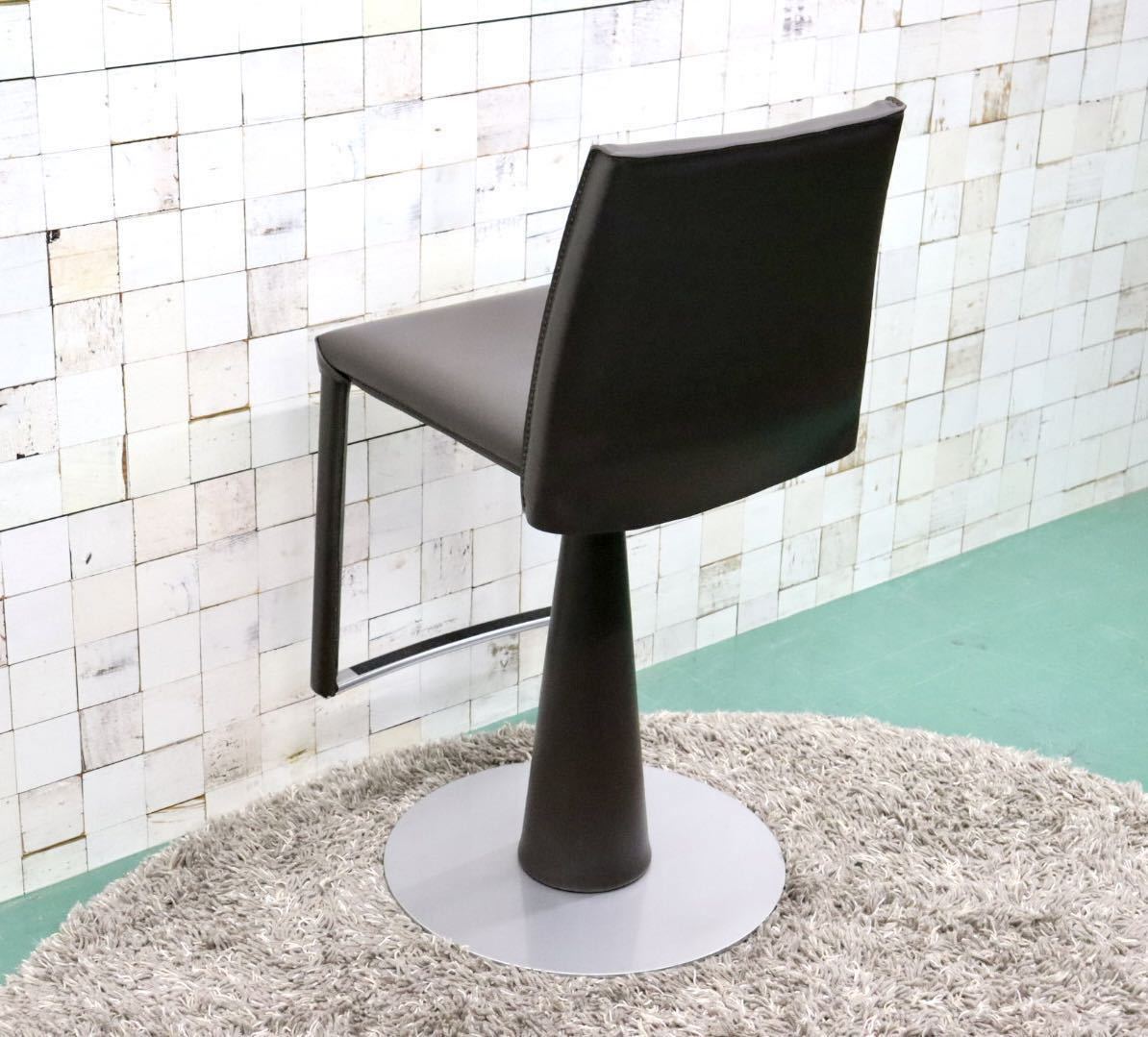 GMFS198C○Frag / フラッグ EVIA GP height-adjustable stool エビアハイアジャスタブルスツール 本革 イタリア モダン 廃番 定価約17.2万