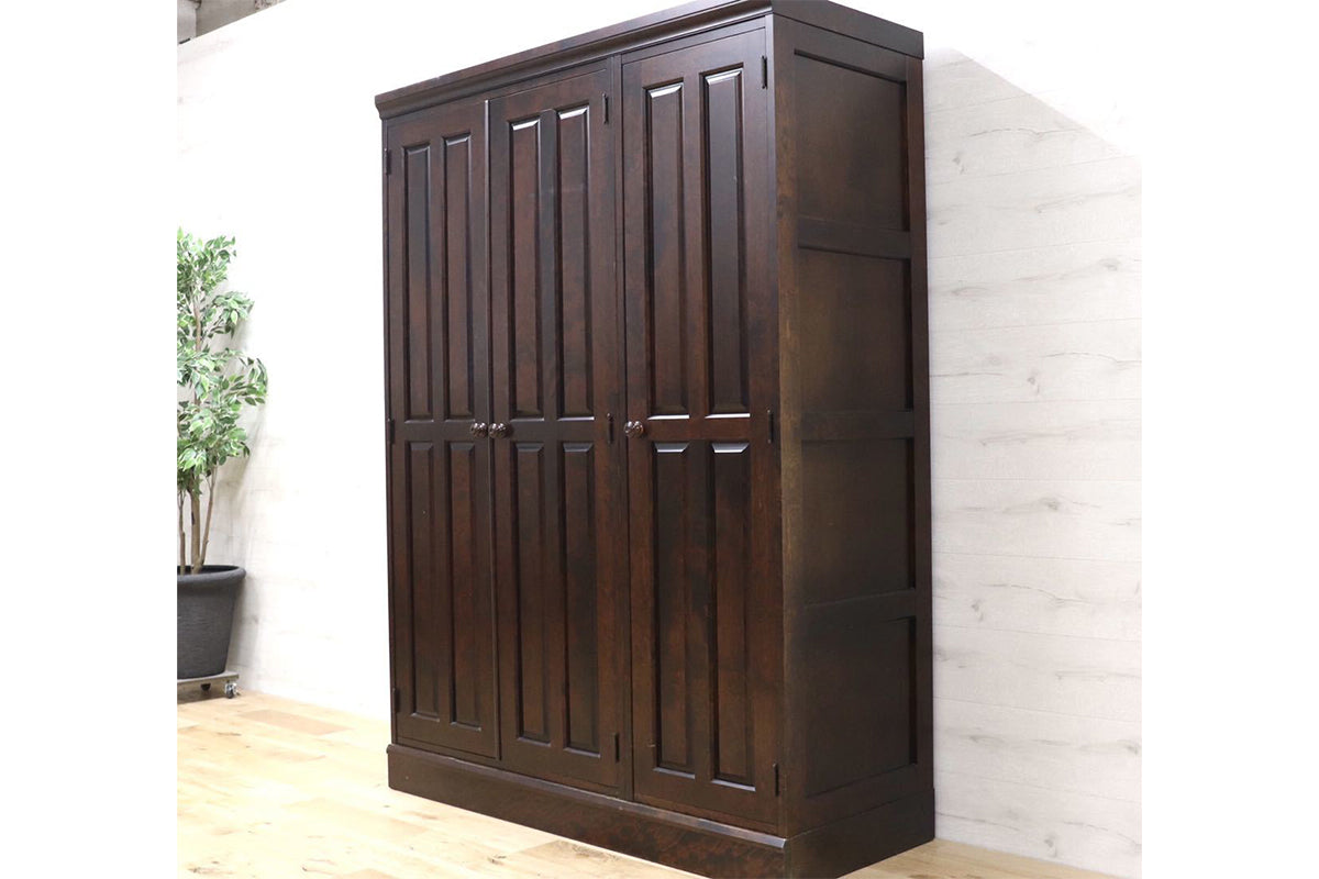 GMEK227○北海道民芸家具 OM763 ワードローブ 洋服箪笥 洋ダンス 樺材 最高級 定価約81.5万