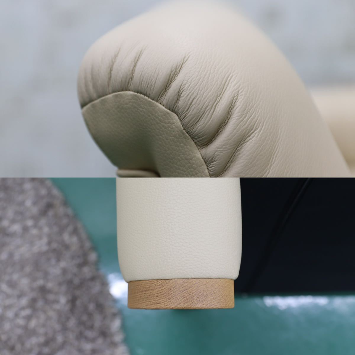 GMEN267○浜本工芸 / HAMAMOTO 3人掛けソファ トリプルソファ 本革 レザー 長椅子 国産 オーク材 展示品