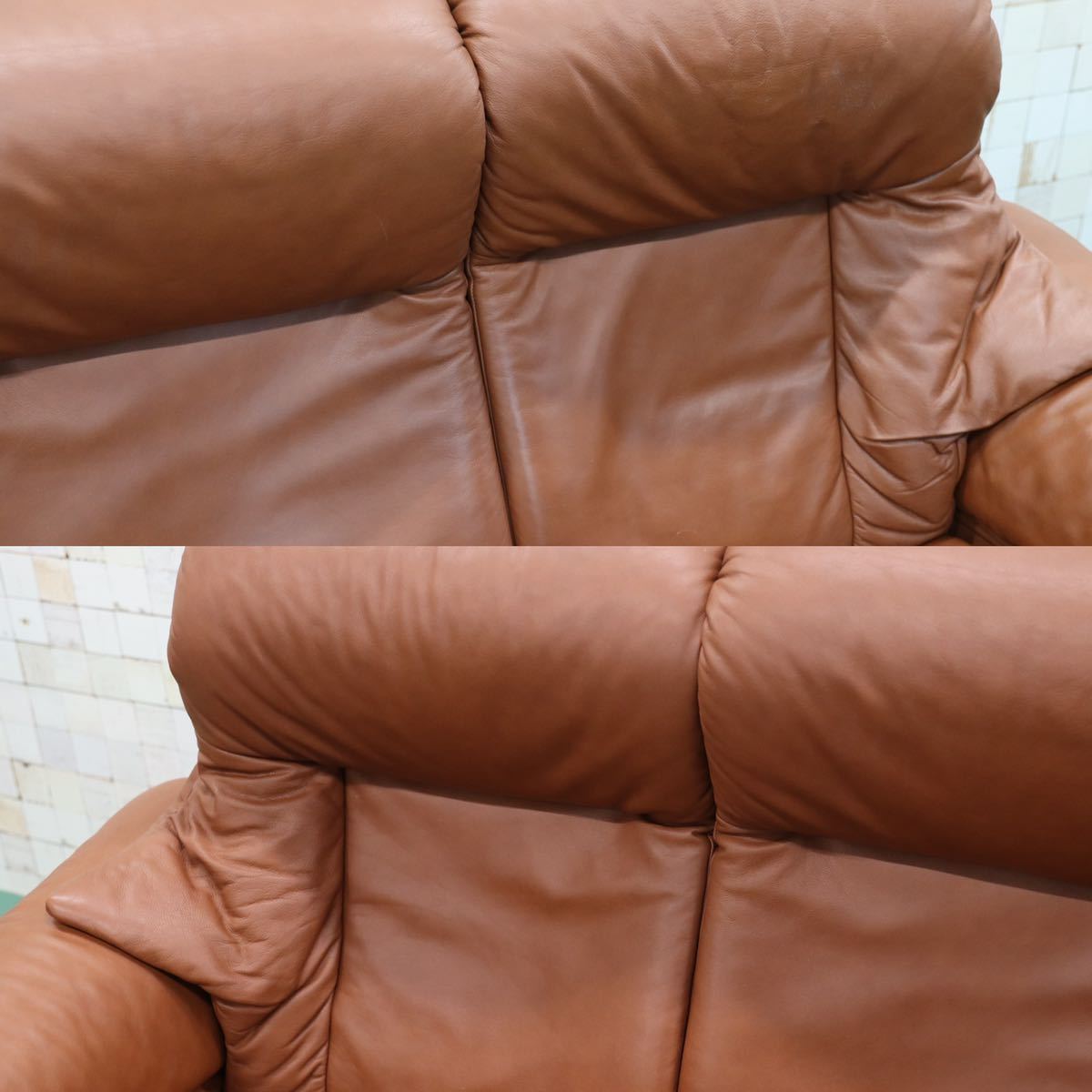 GMES5○Hjellegjerde / イエリアーダ シモンズ 3人掛けソファ トリプルソファ リクライニング 北欧 ノルウェー 希少 ヴィンテージ 総本革