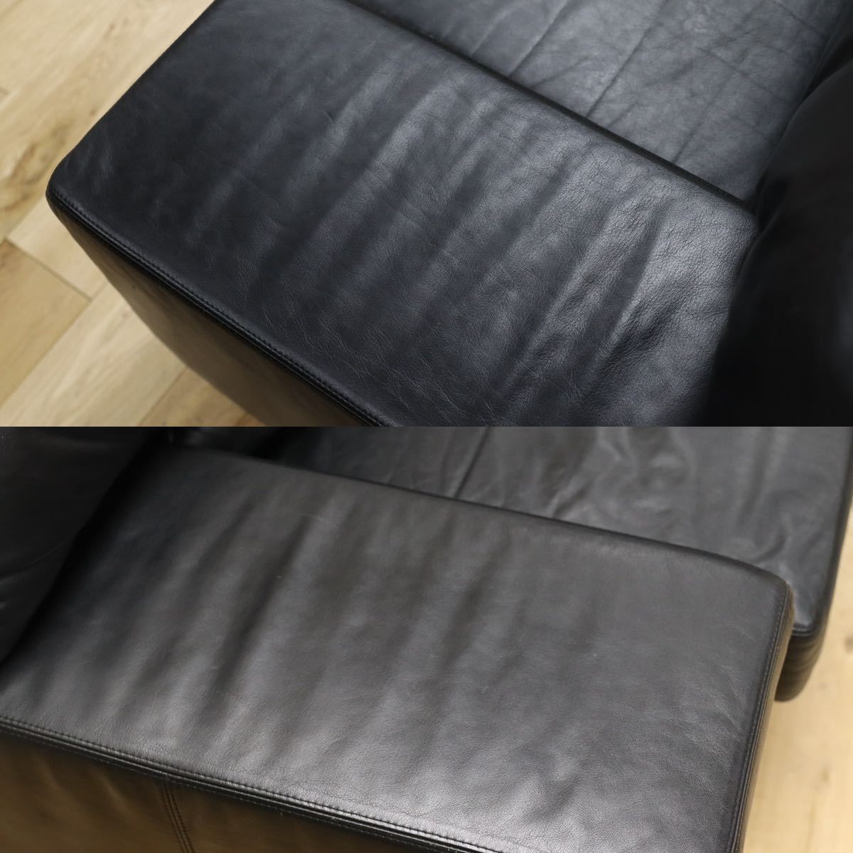 GMFN23○HUKLA / フクラ FINO フィーノ 3人掛けソファ 黒本革 参考定価92万 IDC大塚家具 長椅子 高級モダン 家具