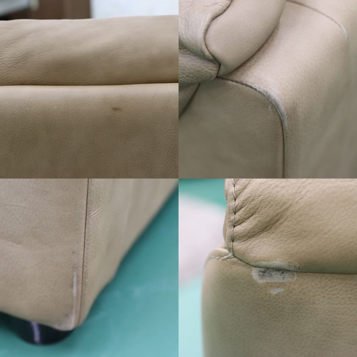 GMFT34○incanto / インカント 2人掛けソファ ラブソファ 総本革 イタリア製 高級 モダン ベージュ系 定価約35万