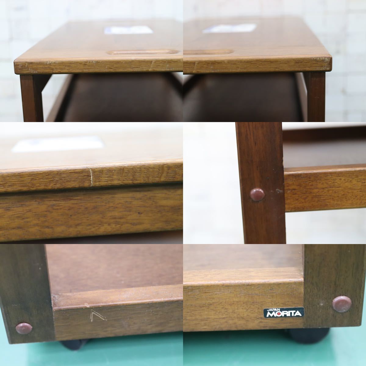 GMFT46○MORITA / モリタインテリア 木製 ワゴン サイドテーブル カントリー ラック 国産家具 アンティーク調