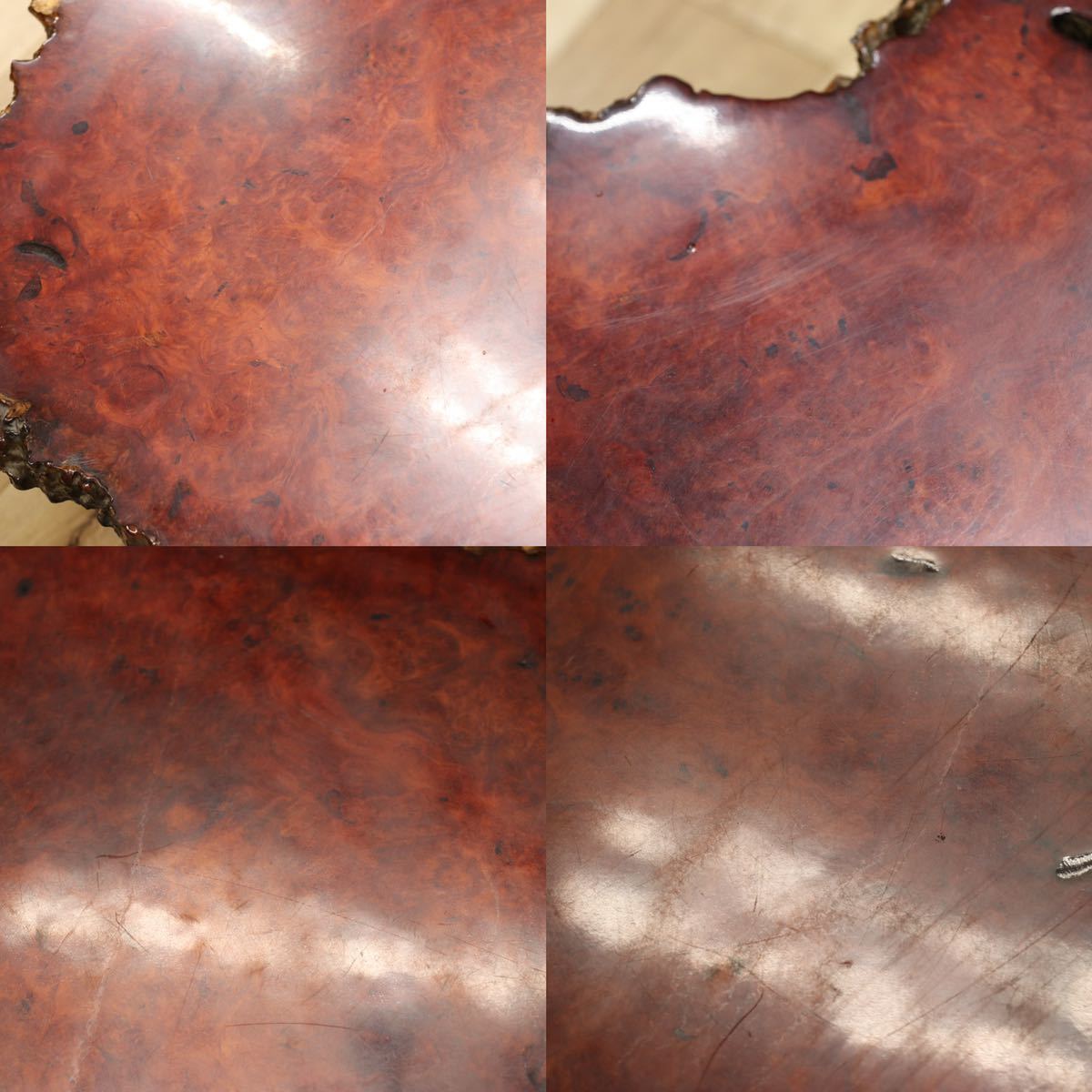 GMFH77○花梨材 瘤 玉杢 座卓 唐木 ローテーブル リビングテーブル 和室 座敷 和モダン 小振り