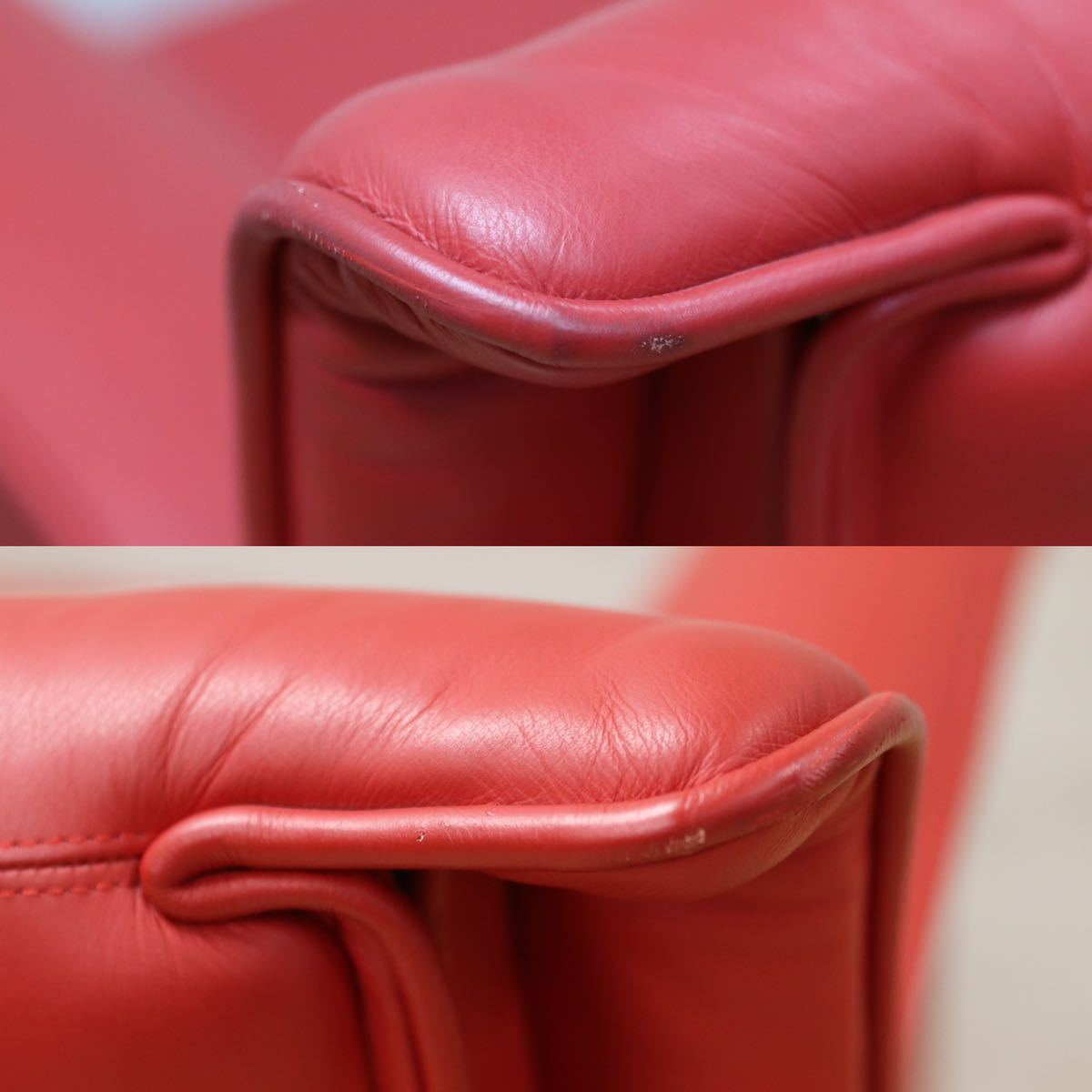 GMFN90C○B&B ITALIA Lauriana Lounge Chair by Afra & Tobia 超レア 1人掛けソファ ラウンジチェア 赤 本革 ヴィンテージ 展示品