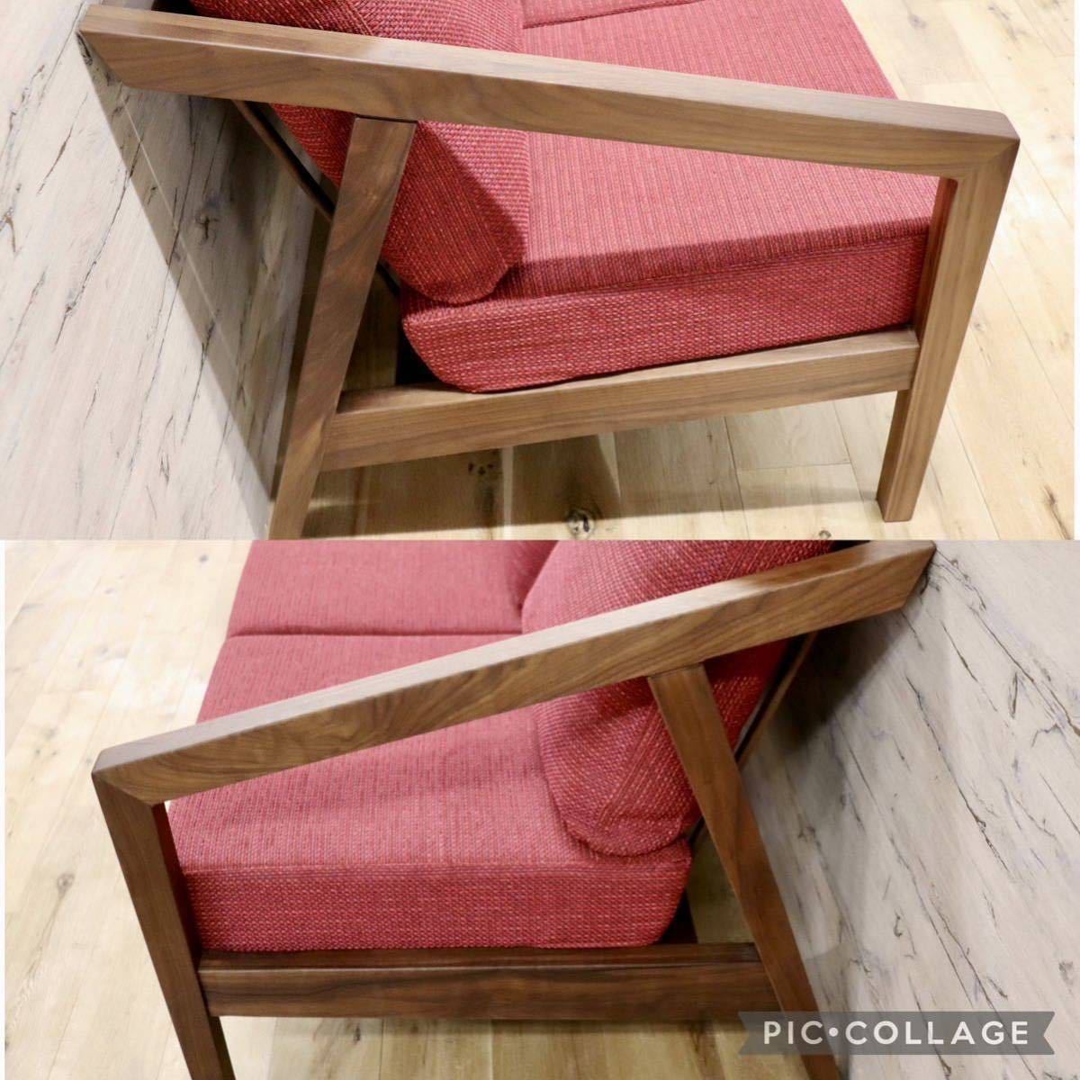 GMFK306○野田産業 / ND STYLE homme オム 3人掛けソファ トリプルソファ ファブリック ウォールナット材 オイル塗装 定価約25万 展示品