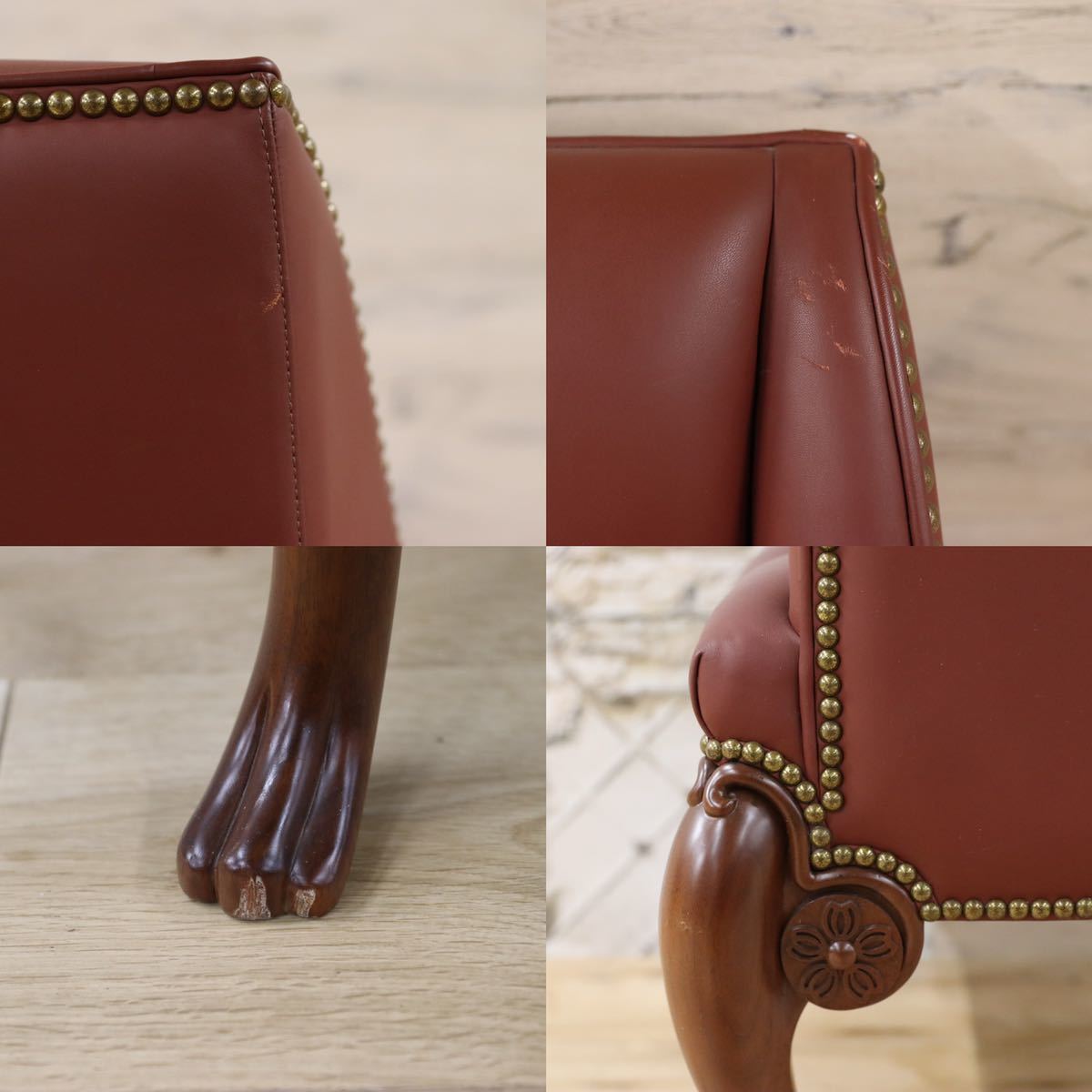 GMFK367A○MOBILIA / モビリア ウイングバックチェア 本革 ラウンジチェア 臙脂色 英国 クラシック ウォールナット材 約50万 展示品