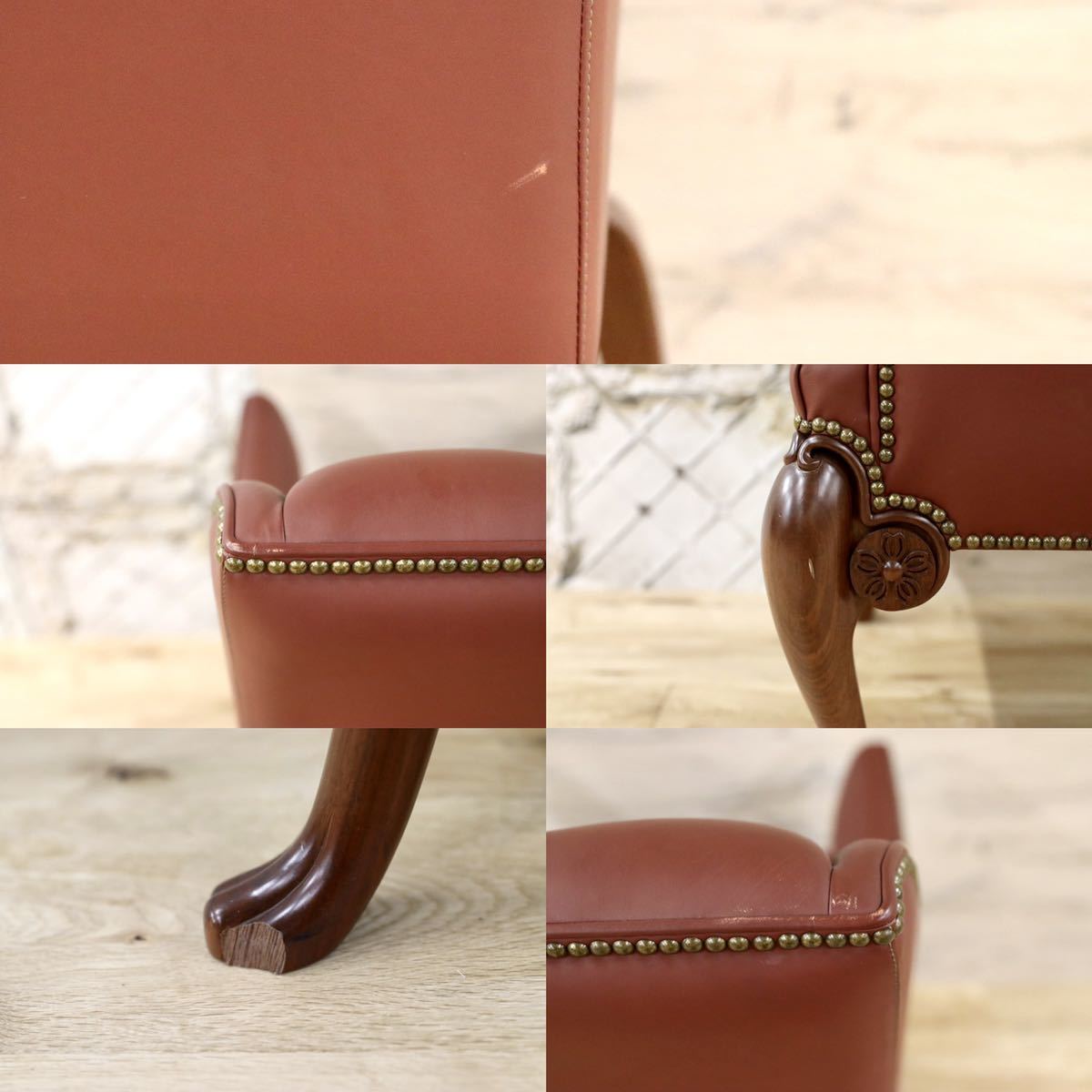 GMFK367B○MOBILIA / モビリア ウイングバックチェア 本革 ラウンジチェア 臙脂色 英国 クラシック ウォールナット材 約50万 展示品