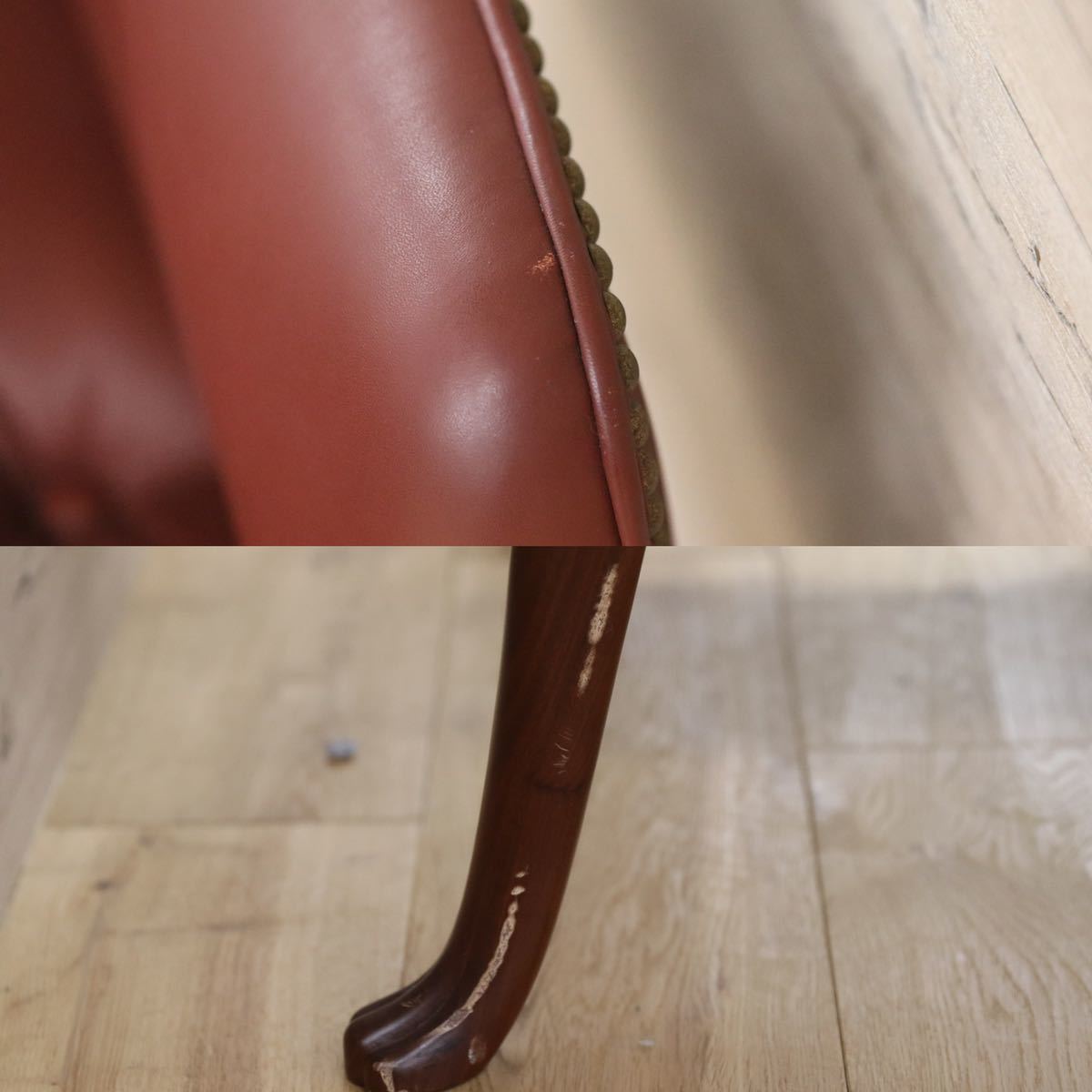 GMFK367C○MOBILIA / モビリア ウイングバックチェア 本革 ラウンジチェア 臙脂色 英国 クラシック ウォールナット材 約50万 展示品