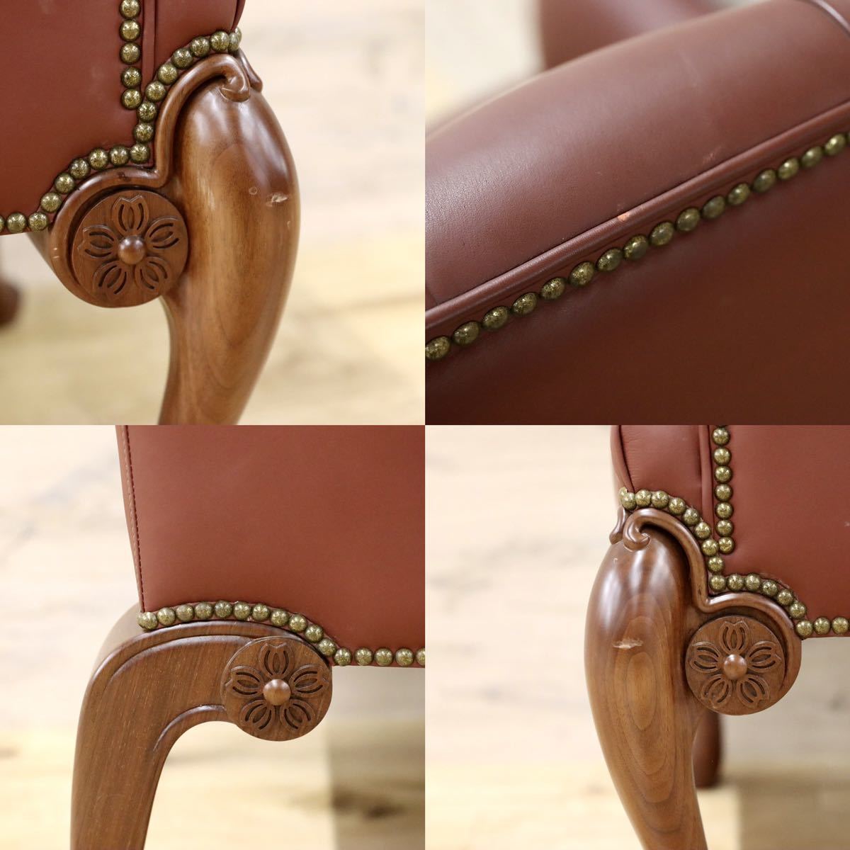 GMFK367E○MOBILIA / モビリア ウイングバックチェア 本革 ラウンジチェア 臙脂色 英国 クラシック ウォールナット材 約50万 展示品