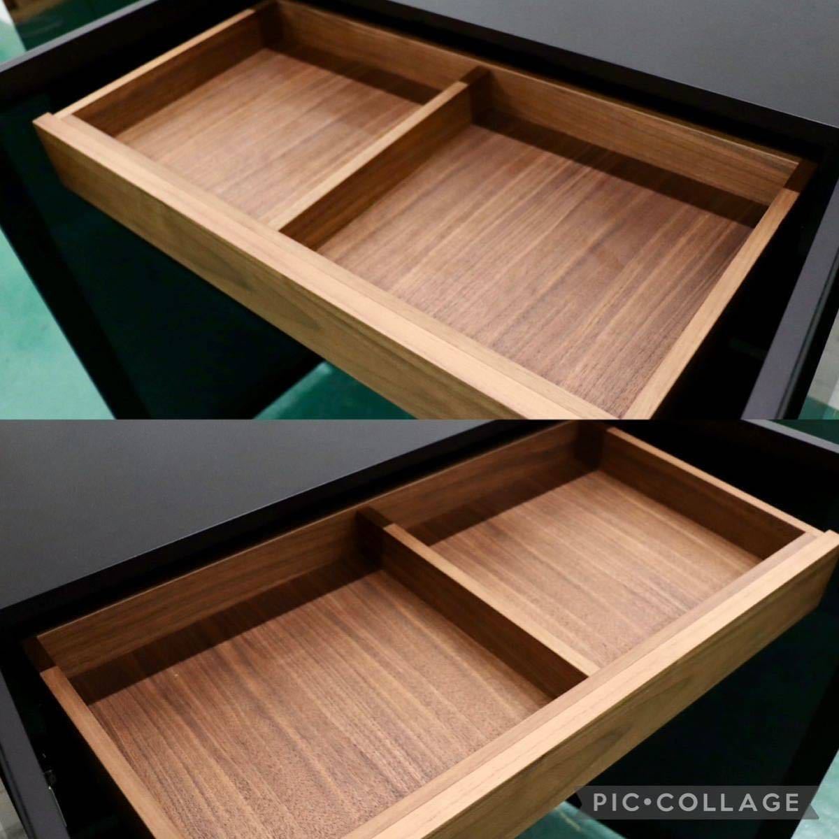 GMFS165○IDC大塚家具 エディス サイドボード ガラスキャビネット リビングボード ブラック 松永家具 モダン 定価約23万