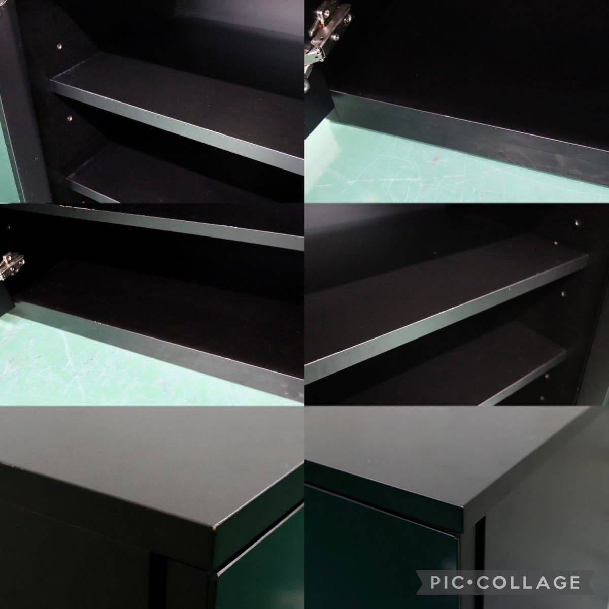 GMFS165○IDC大塚家具 エディス サイドボード ガラスキャビネット リビングボード ブラック 松永家具 モダン 定価約23万