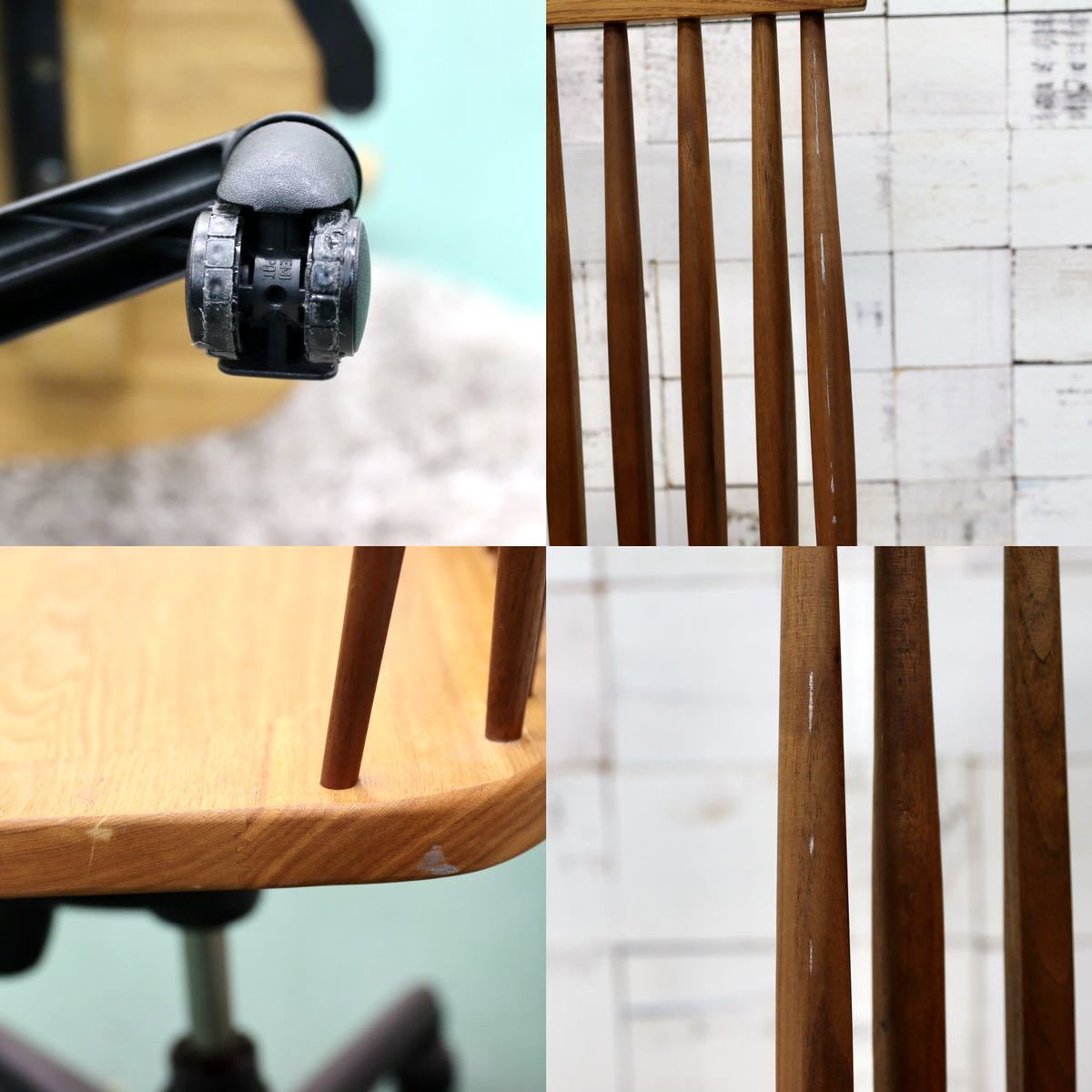 GMFT325○工房家具 デスクチェア ワークチェア タモ材×ウォールナット材 和モダン 回転椅子 書斎椅子