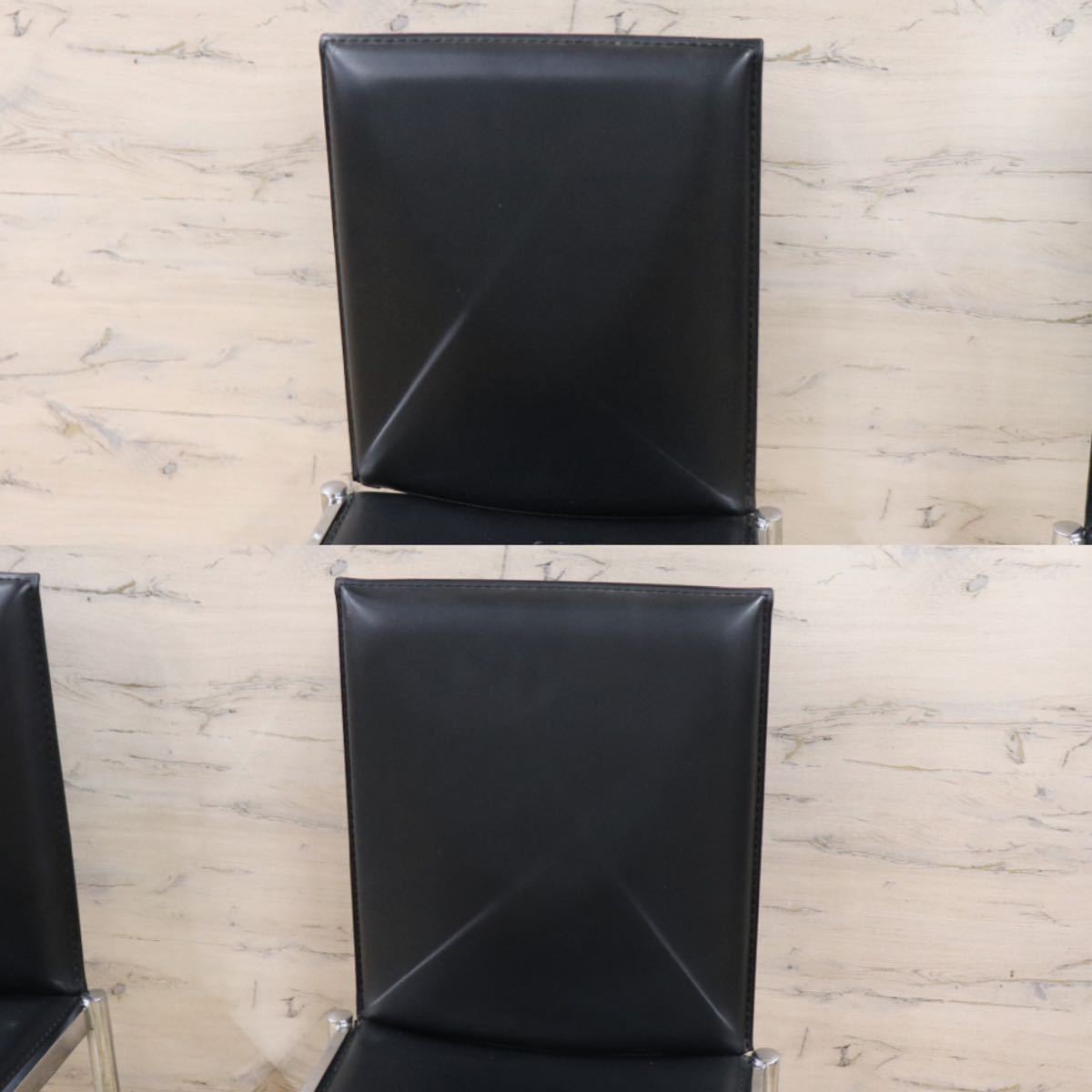 GMFK330B○ダイニングチェア アームレスチェア 椅子 スタイリッシュ レザーチェア モダン ブラック 2脚セット