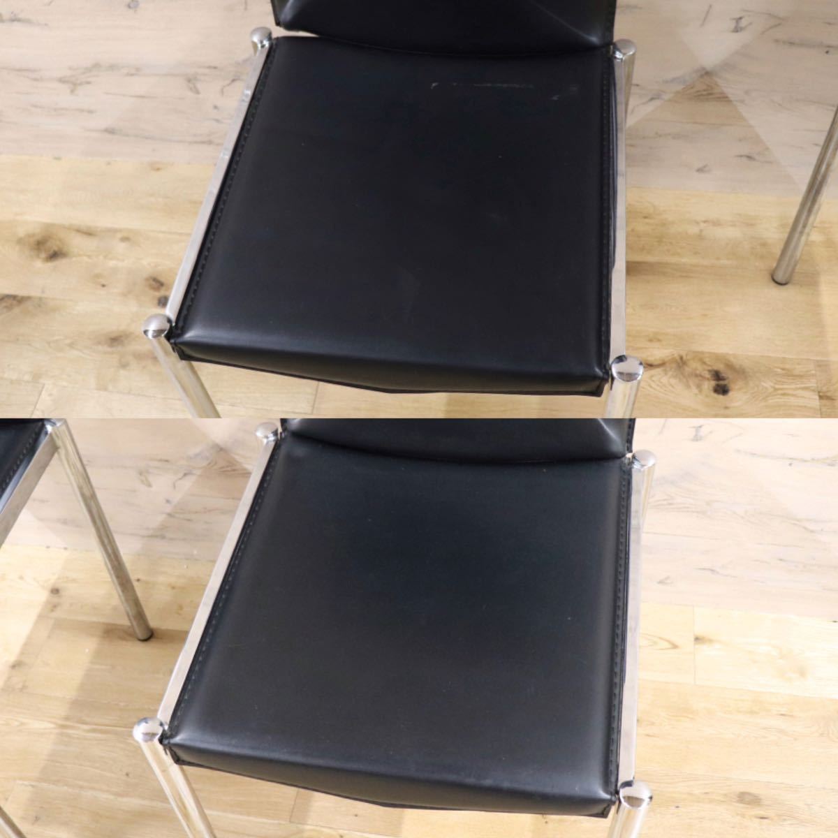 GMFK330B○ダイニングチェア アームレスチェア 椅子 スタイリッシュ レザーチェア モダン ブラック 2脚セット