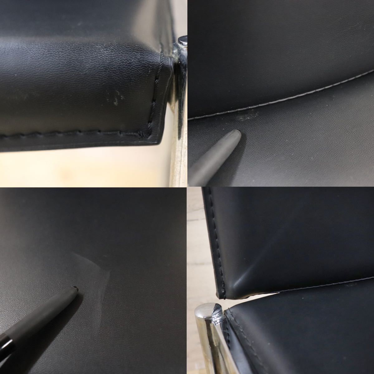 GMFK330B○ダイニングチェア アームレスチェア 椅子 スタイリッシュ レザーチェア モダン ブラック 2脚セット