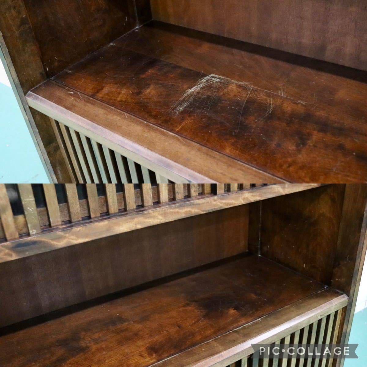 GMFT338○九州民芸家具 サイドボード 飾り棚 リビングボード 食器棚 格子戸 茶棚 和家具 樺材 和室 座敷 和モダン アンティーク 定価約45万