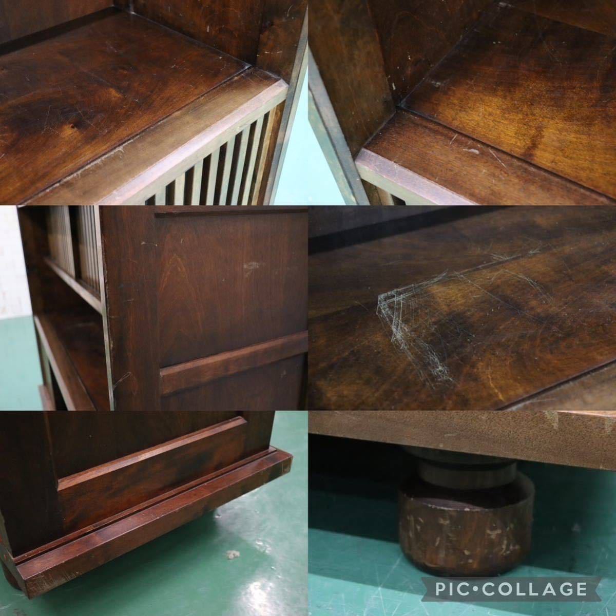 GMFT338○九州民芸家具 サイドボード 飾り棚 リビングボード 食器棚 格子戸 茶棚 和家具 樺材 和室 座敷 和モダン アンティーク 定価約45万