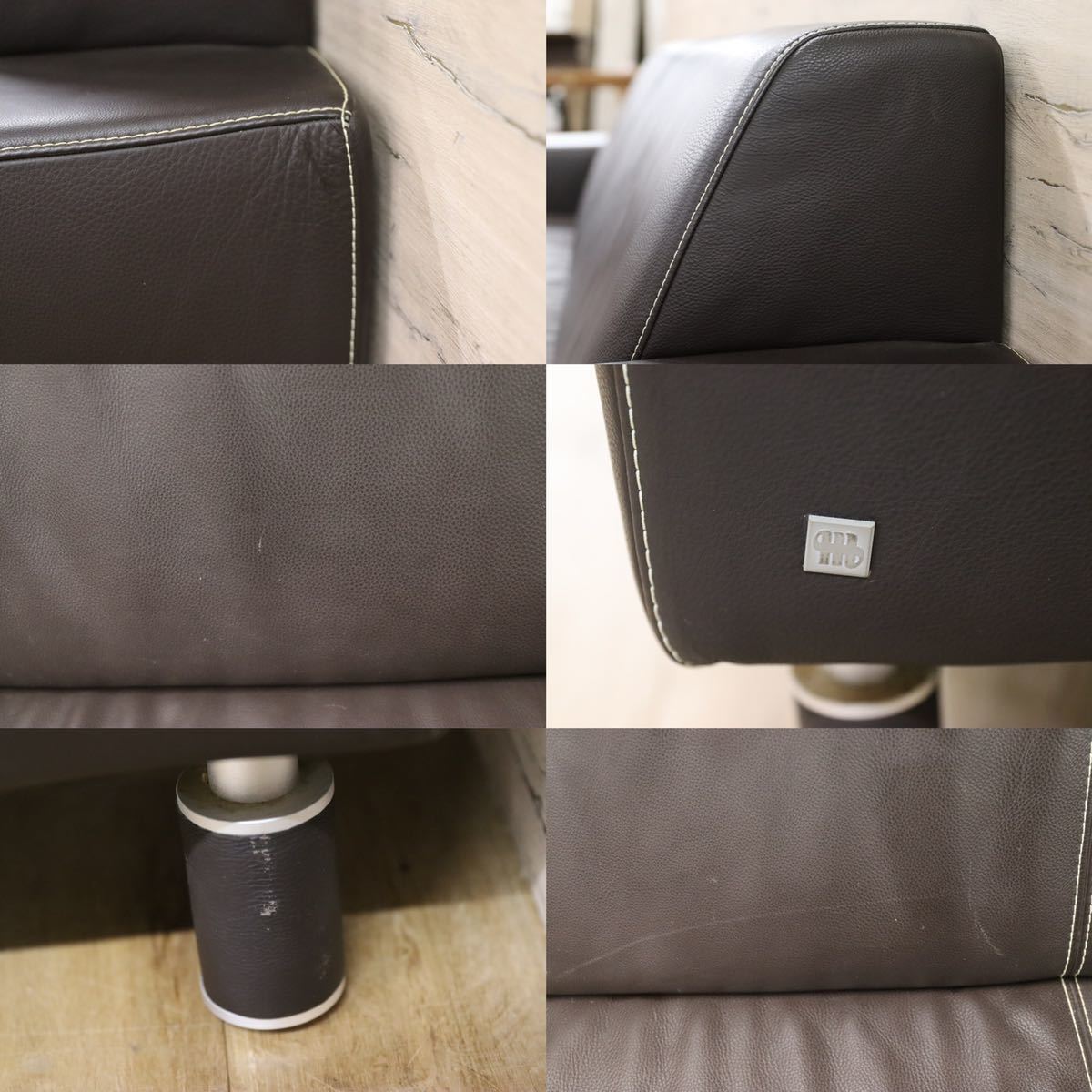 GMFK598○Gallery-M / ギャラリーエム 3人掛けソファ トリプルソファ ドイツ 本革 ACTUS アクタス 高級 モダン ダークブラウン 約35万