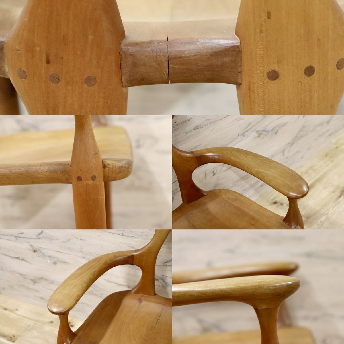 GMFK364A○松本泉 工房家具 アームチェア 椅子 桜材 デザイナーズ インテリア 希少 ヴィンテージ 木工品 検)飛騨家具 ACTUS 北欧