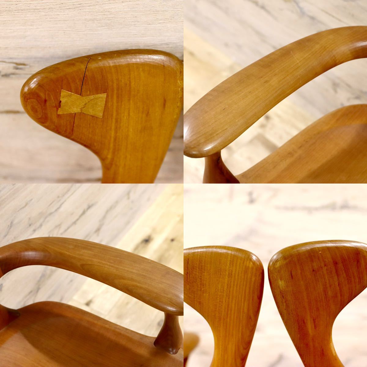 GMFK364B○松本泉 工房家具 アームチェア 椅子 桜材 デザイナーズ インテリア 希少 ヴィンテージ 木工品 検)飛騨家具 ACTUS 北欧
