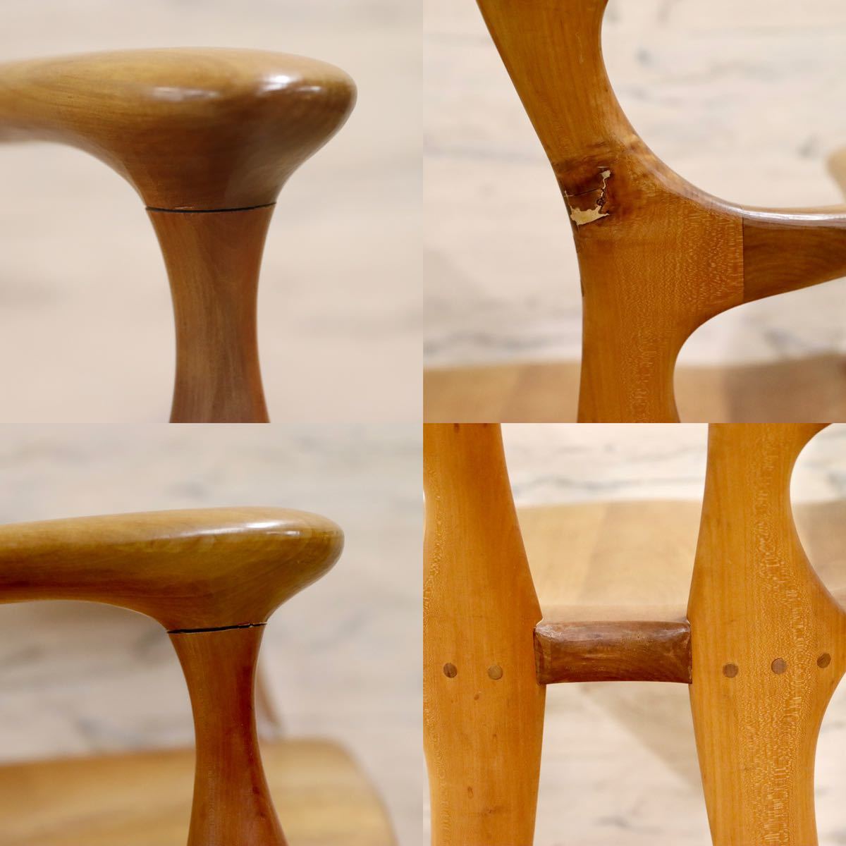 GMFK364D○松本泉 工房家具 アームチェア 椅子 桜材 デザイナーズ インテリア 希少 ヴィンテージ 木工品 検)飛騨家具 ACTUS 北欧