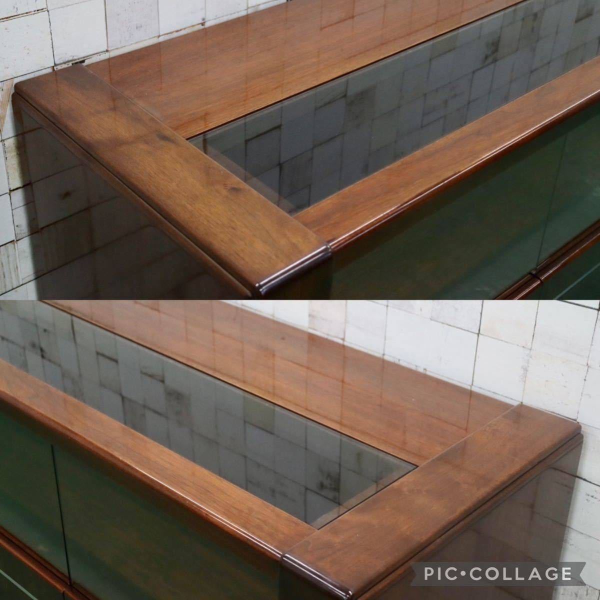 GMFS284○モリシゲ / MORISHIGE サイドボード リビングボード 飾り棚 照明付き 漆仕上げ 最高級 IDC大塚家具 定価約50万