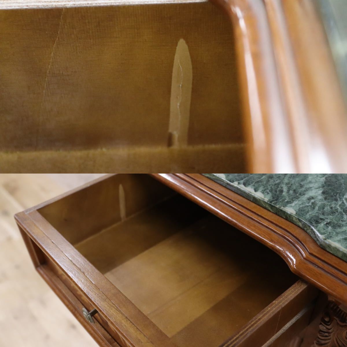 GMFK533○イタリア製 クラシック サイドボード リビングボード コンソール テーブル チェスト 象嵌細工 天板大理石