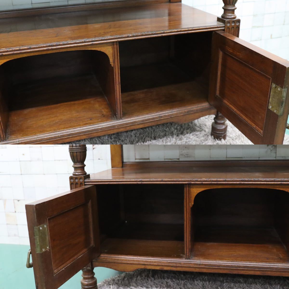 GMFH357○W Walker & Sons Bunhill Row, London 西洋 イギリス アンティーク リビングボード オーク材 クラシック 最高級 定価130万 展示品