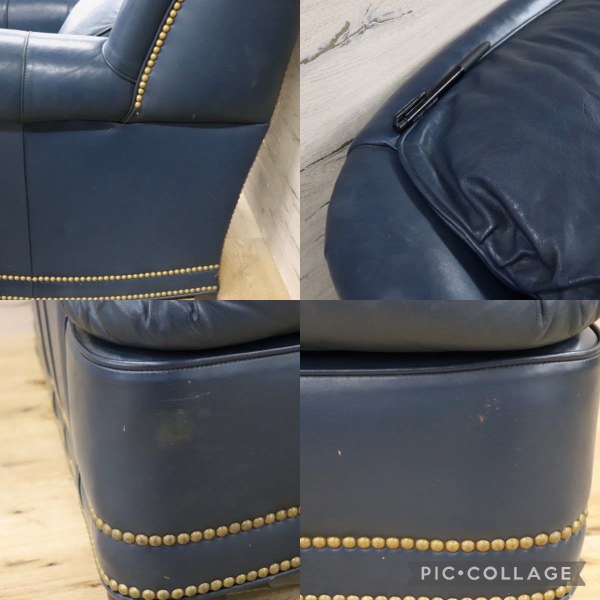 GMFK752○Hancock & Moore / ハンコック&ムーア 1人掛けソファ シングルソファ 総革 濃紺 ホワイトハウス御用達 IDC大塚家具 定価約90万