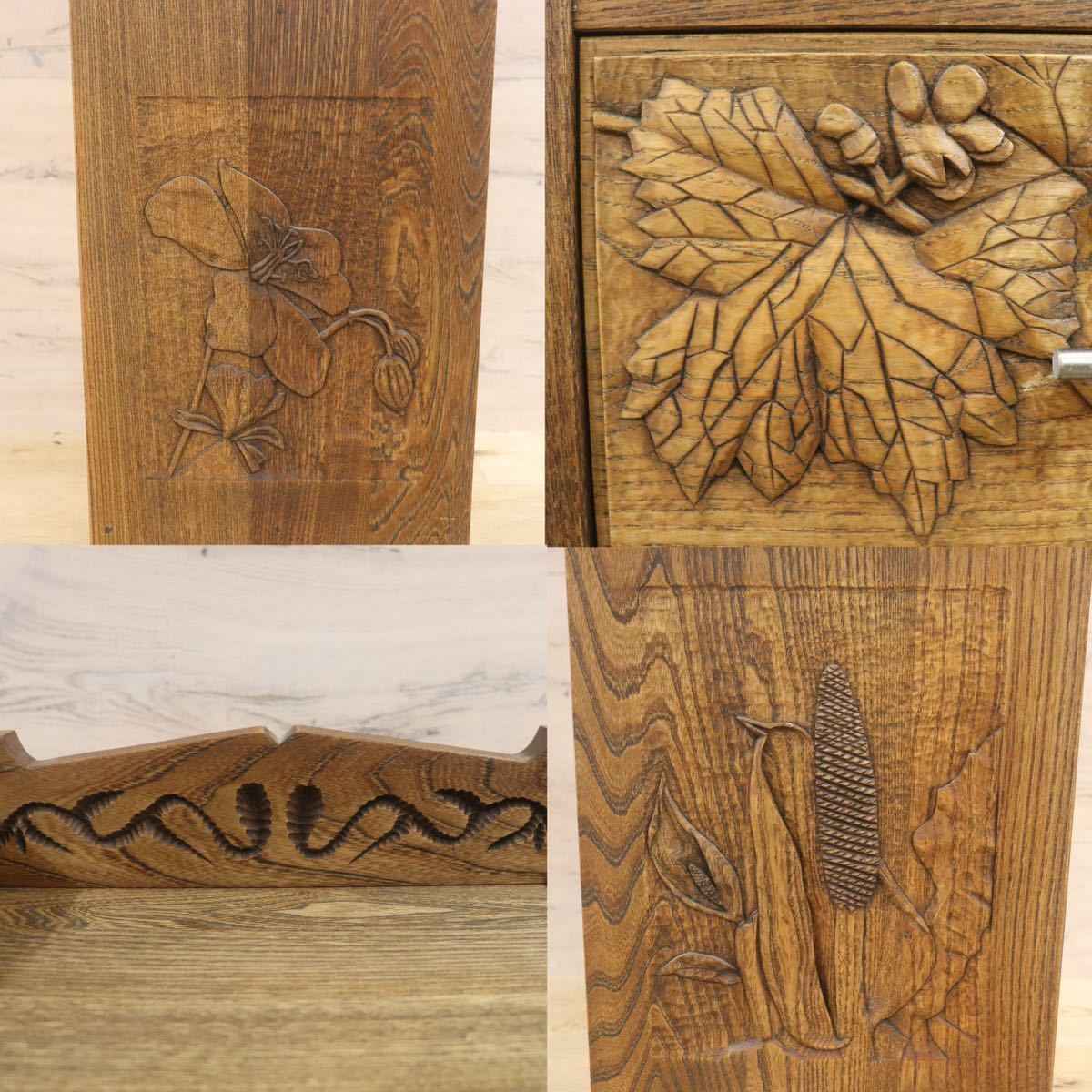 GMFK778○アンティーク調 レトロ 電話台 FAX台 花台 飾り台 彫刻 クラシック 木製