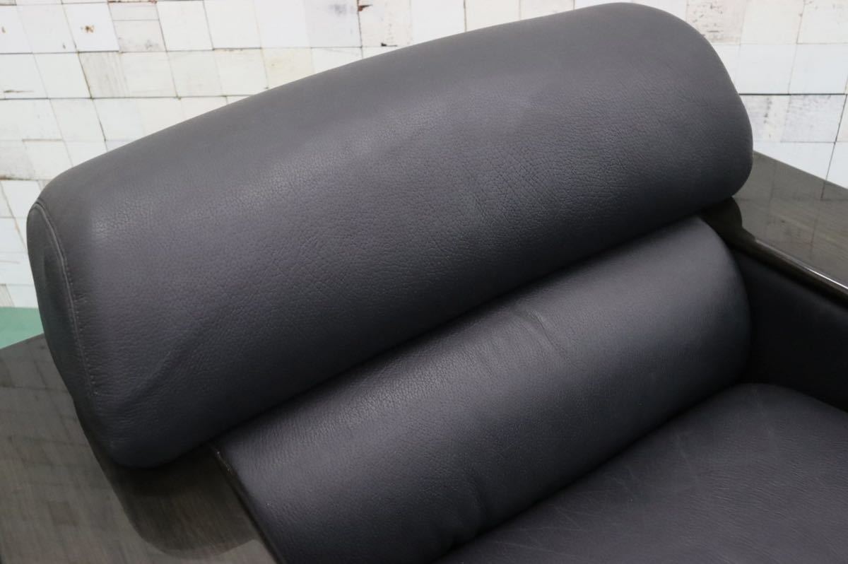 GMFK173B○YAMAHA / ヤマハ シングルソファ 1人掛けソファ 応接 ラウンジチェア アームチェア ブラック 本革 希少 国産ヴィンテージ