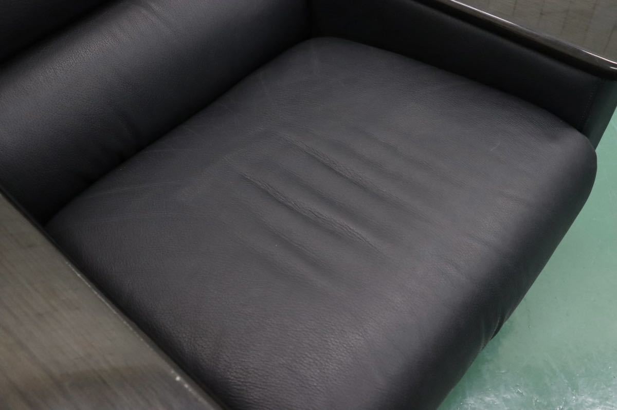 GMFK173B○YAMAHA / ヤマハ シングルソファ 1人掛けソファ 応接 ラウンジチェア アームチェア ブラック 本革 希少 国産ヴィンテージ