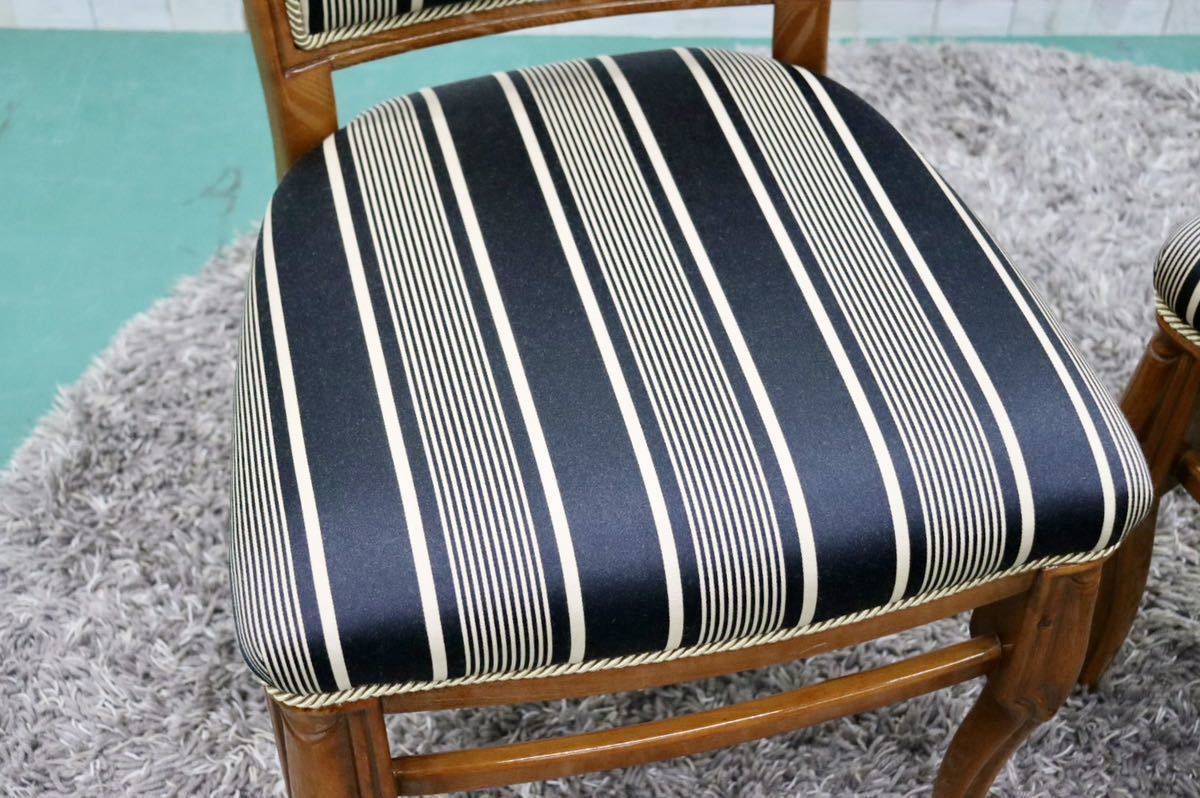 GMFK423B○イタリア製 輸入家具 ダイニングチェア 椅子 2脚セット ロココ様式 ファブリック 猫脚 クラシック エレガント 展示品