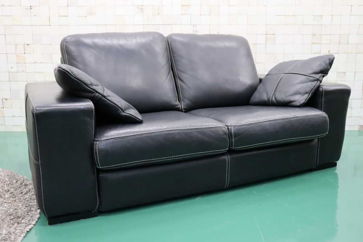 GMEH288○ASPLUND / アスプルンド 2人掛けソファ ラブソファ 2シーター ワイドアーム 本革 ブラック カジュアル モダン