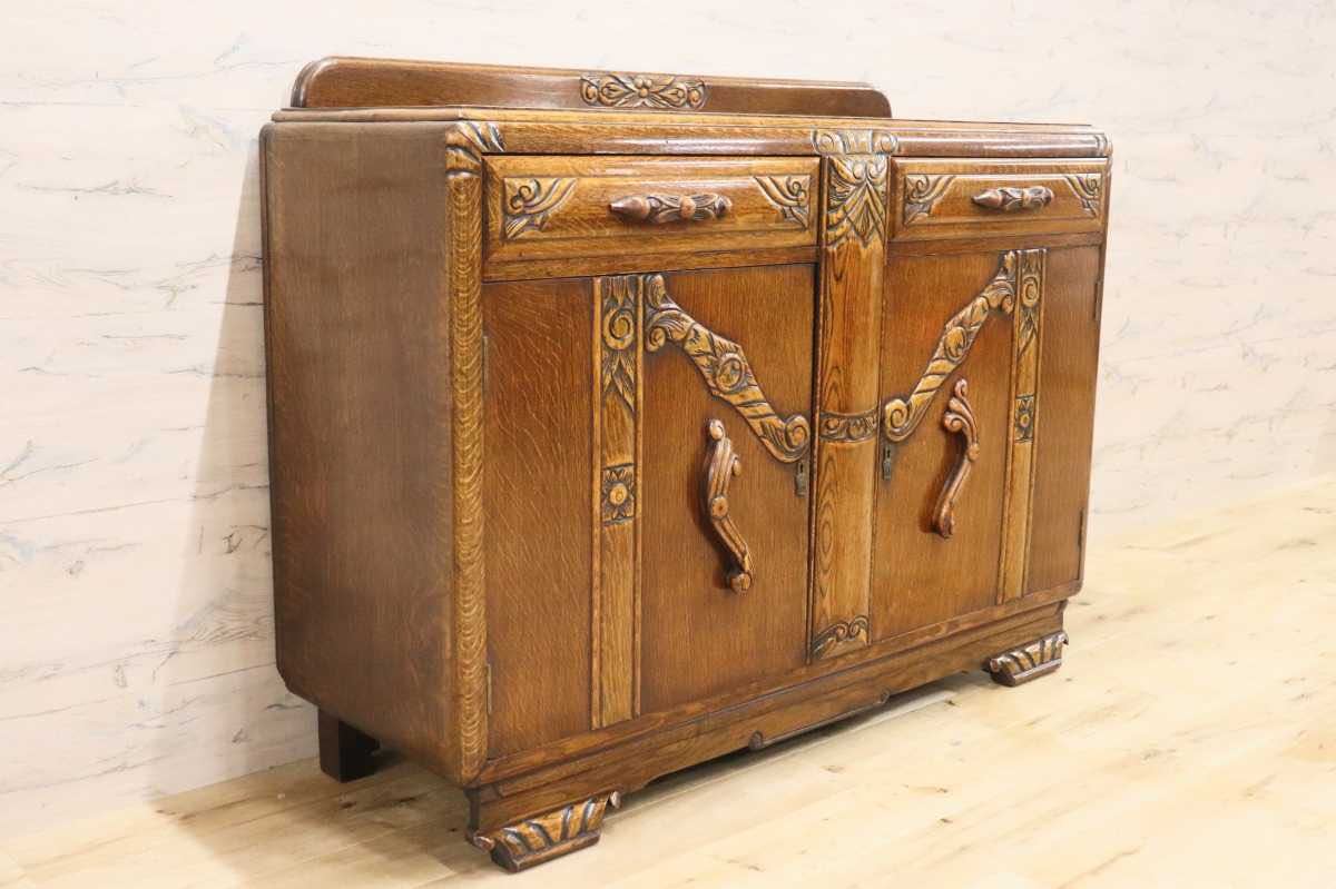 GMFN253○西洋 アンティーク サイドボード リビングボード キャビネット 飾り台 収納家具 彫刻 クラシック ヨーロピアン 輸入家具