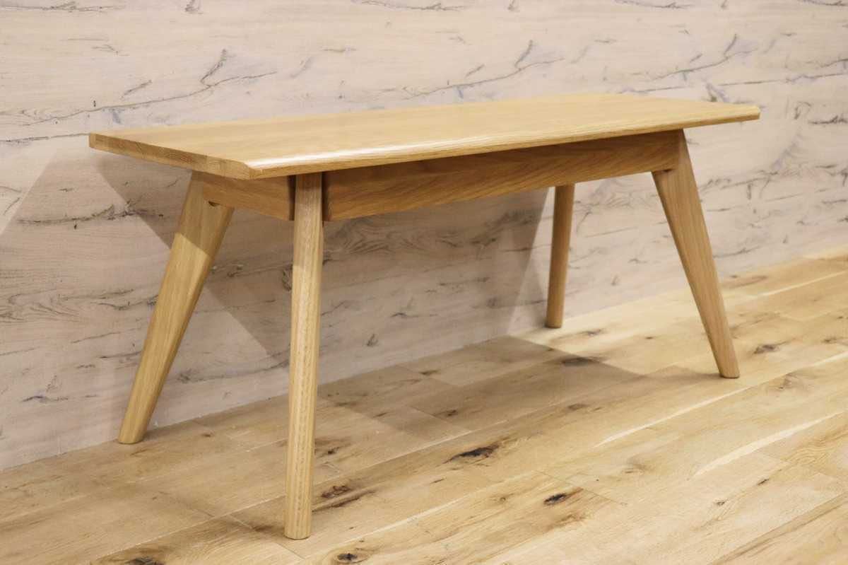 GMFK690○大川家具 RIVER リバー ダイニングベンチ 食卓ベンチ ベンチ 長椅子 オーク材 無垢 ナチュラル 北欧スタイル 展示品