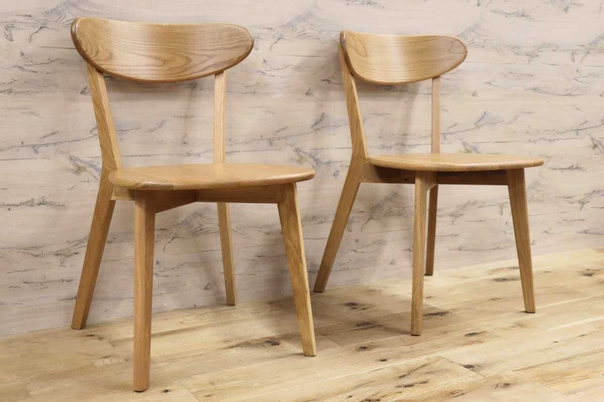 GMFK690○大川家具 RIVER リバー ダイニングチェア 食卓チェア オーク材 無垢 ナチュラル 北欧スタイル 美品