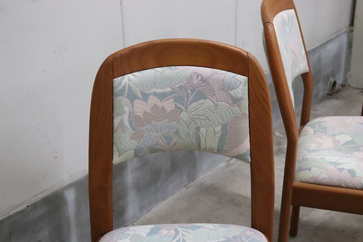 GMCK114○dyrlund デューロン ダイニングチェア4脚セット デンマーク 北欧家具 チーク無垢材 高級 ファブリック 希少 ヴィンテージ