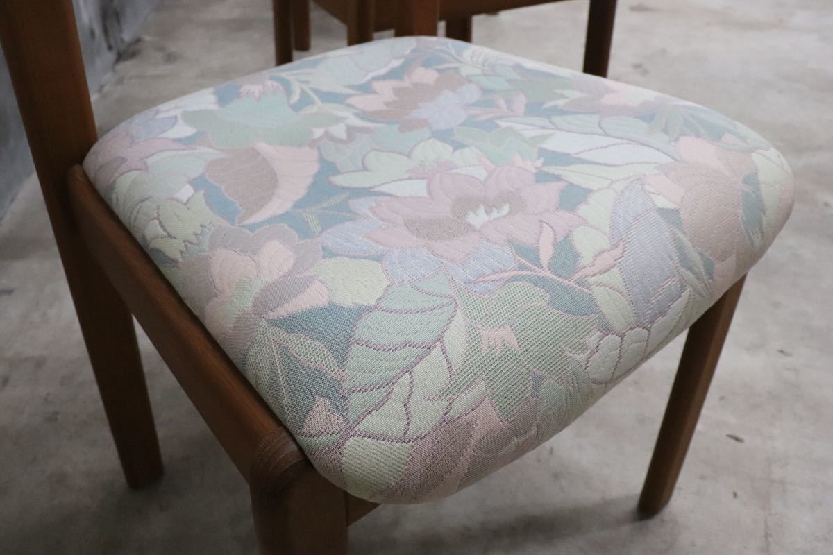 GMCK114○dyrlund デューロン ダイニングチェア4脚セット デンマーク 北欧家具 チーク無垢材 高級 ファブリック 希少 ヴィンテージ