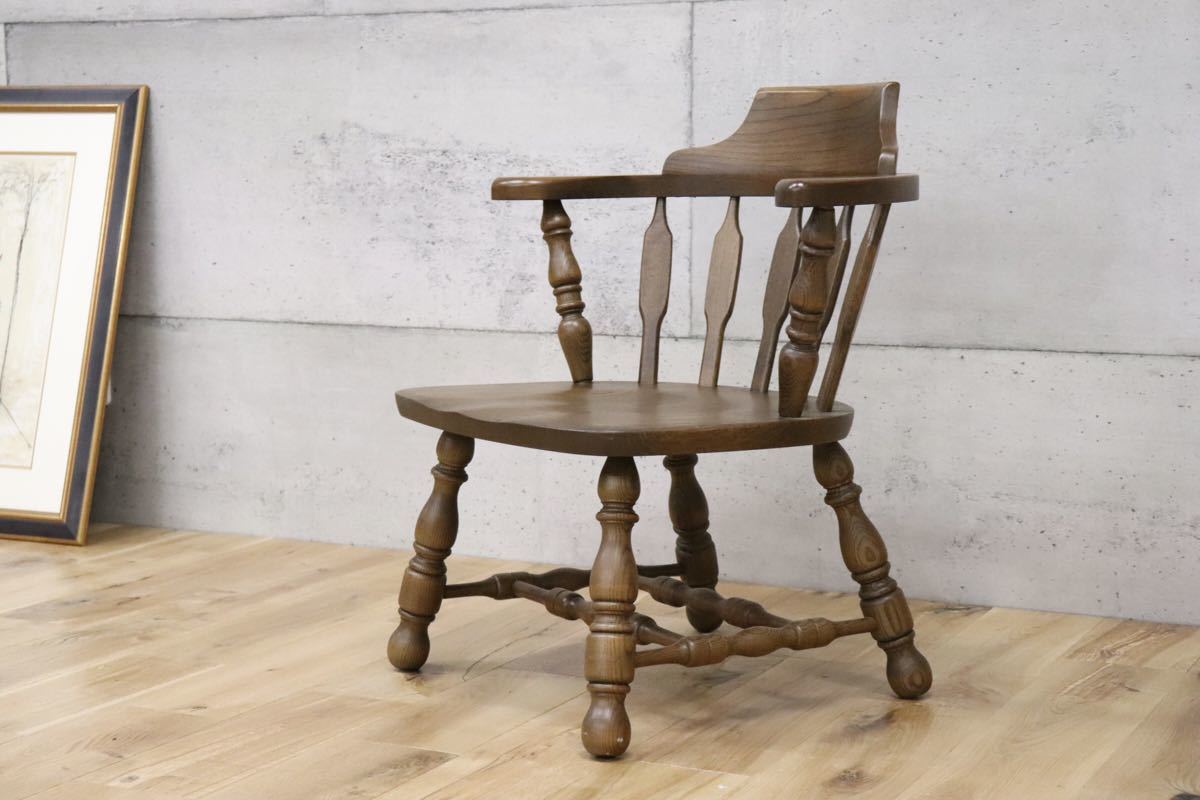 スモーカーズボウ アームチェア 無垢材 英国 カントリー スタイル アンティーク オランダ 椅子 キャプテンチェア gmct191 B