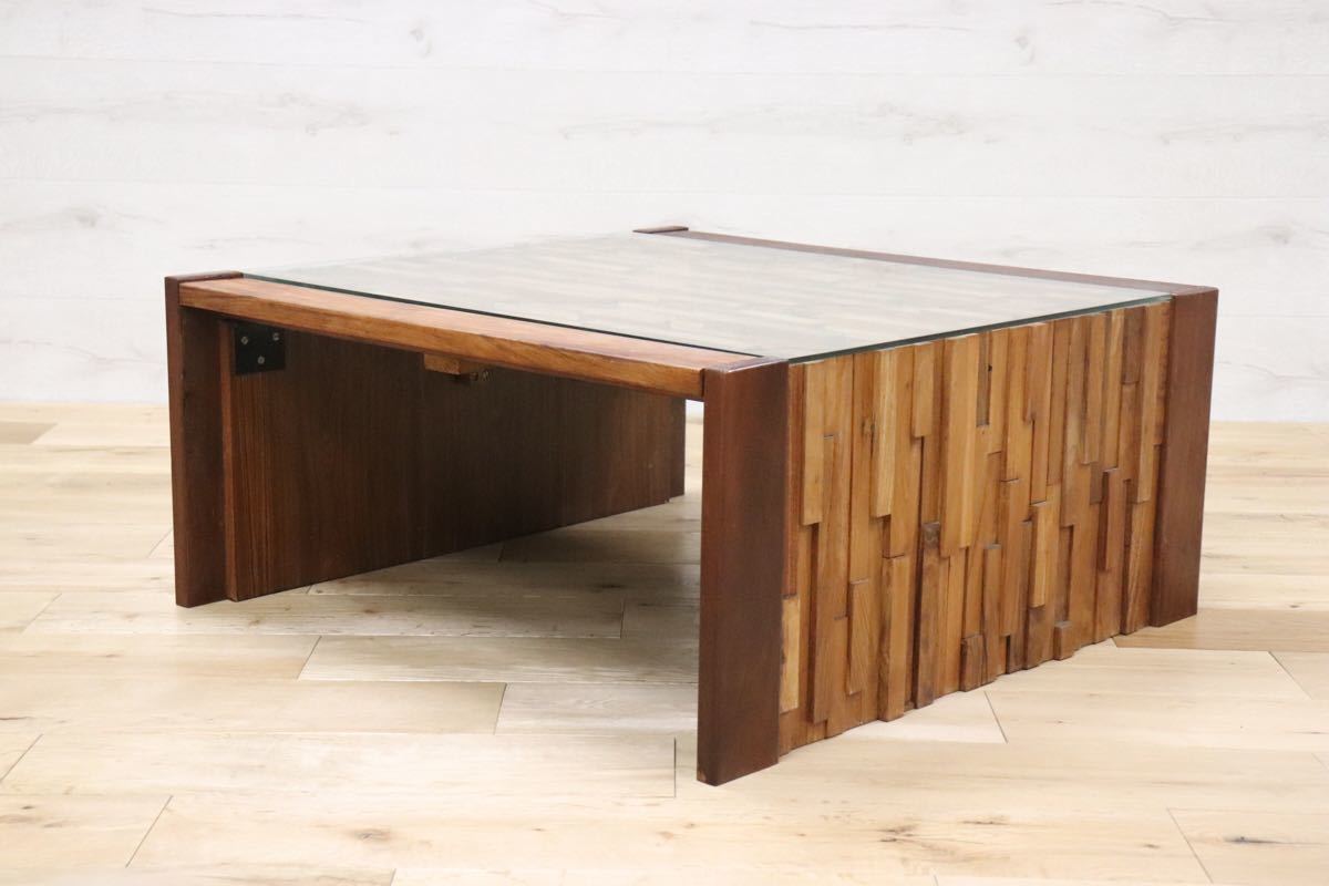 GMCH146 ○ 希少 Percival Lafer モザイクテーブル ブラジル デザイナーズ テーブル ガラス ビンテージ 家具 70年代