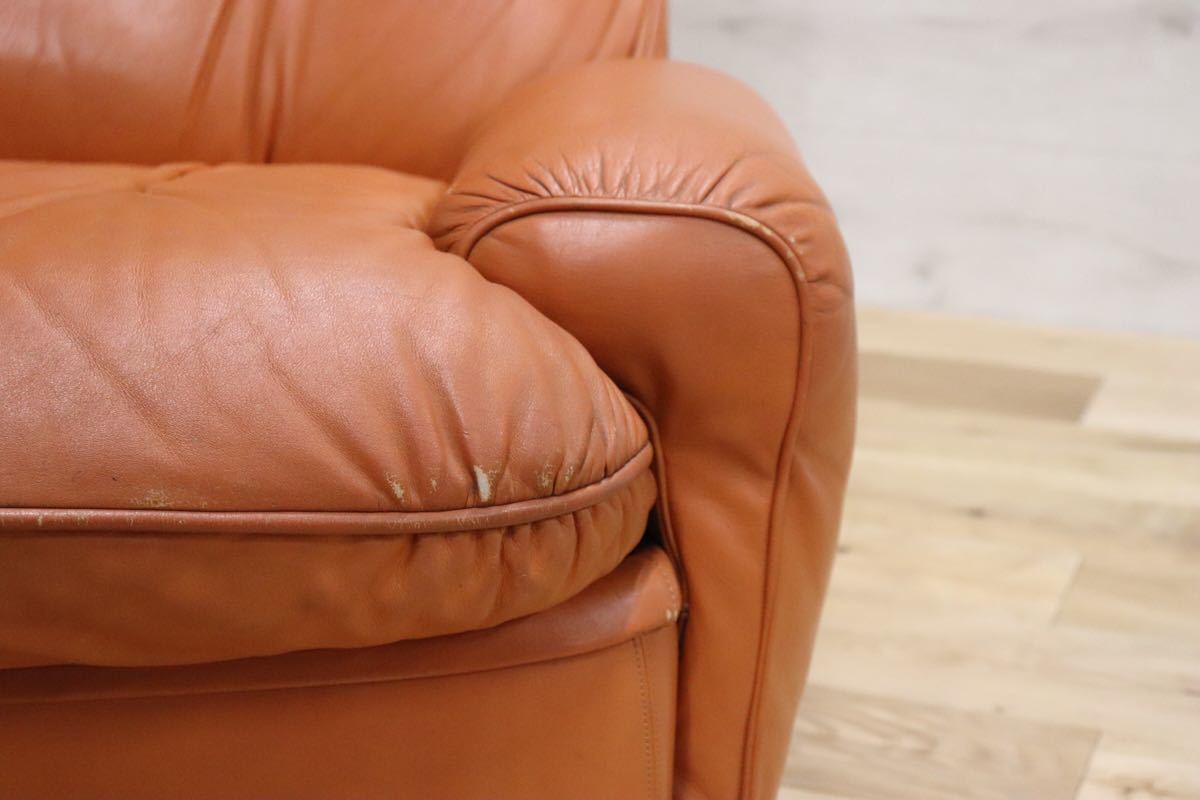 gmck343B ○ 希少 airborne エアボーン社 ○ ビンテージ 1人掛けソファ シングルソファ リビング チェア 革張り 年代物 パーソナルチェア