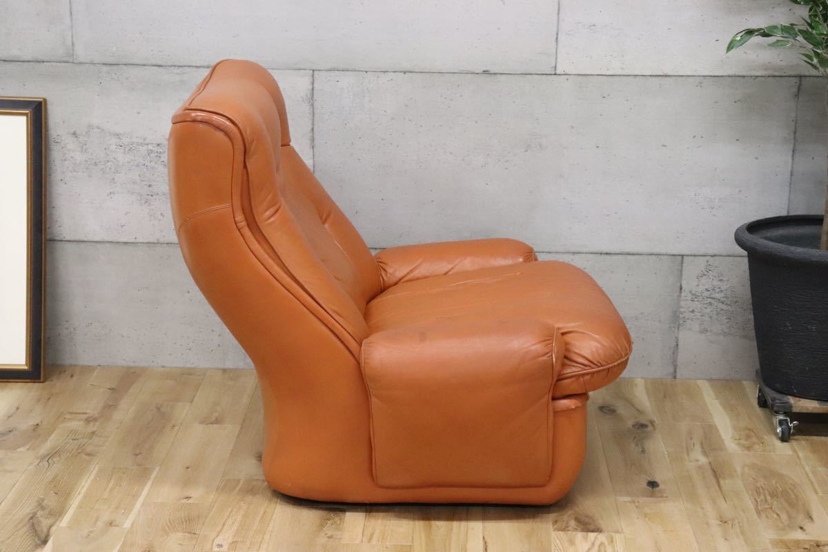 gmck343B ○ 希少 airborne エアボーン社 ○ ビンテージ 1人掛けソファ シングルソファ リビング チェア 革張り 年代物 パーソナルチェア