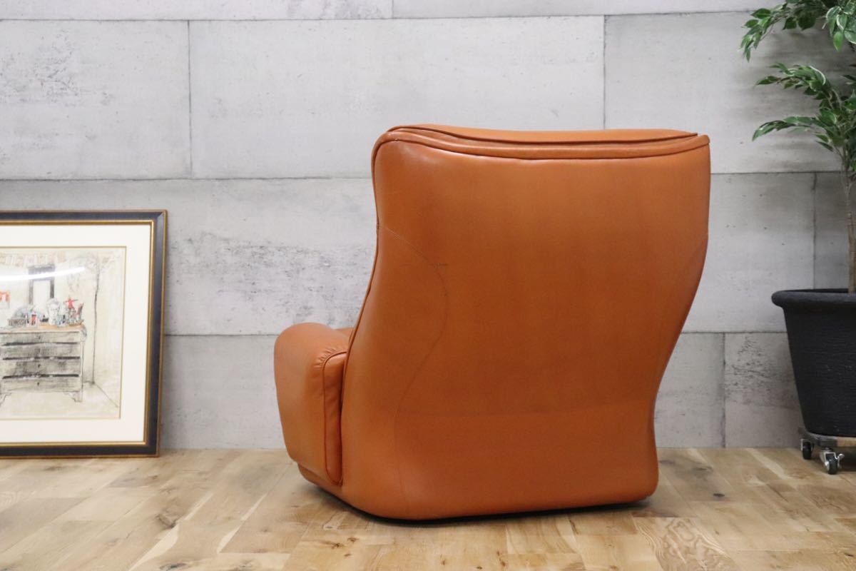 gmck343B ○ 希少 airborne エアボーン社 ○ ビンテージ 1人掛けソファ シングルソファ リビング チェア 革張り 年代物 パーソナルチェア