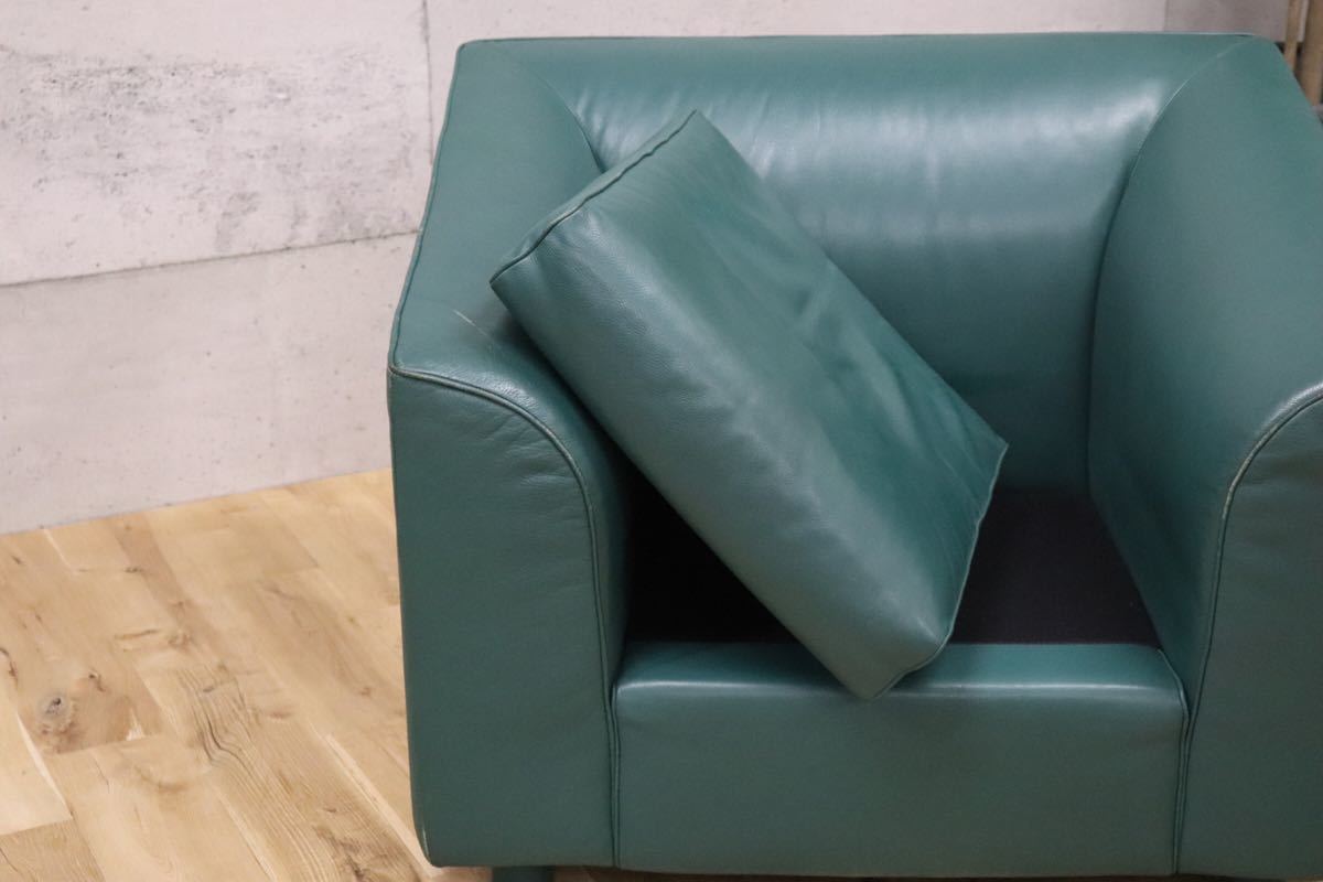 GMCK342○rossi di albizzate ロッシディアルビザーテ イタリア最高峰 IDC大塚家具 緑 シングルソファ 総革 モダン 約200万