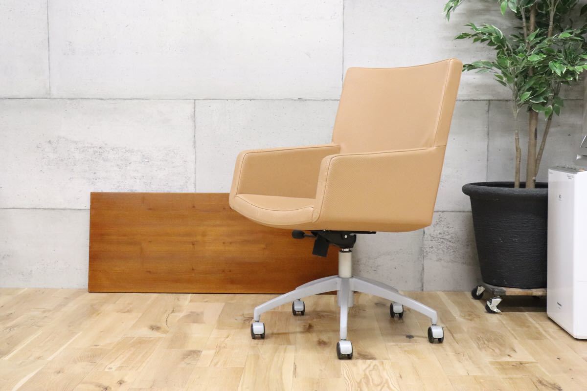 gmbk570I ○ INNO インノ ○ 希少 Harri Korhonen ヴィンテージ デスクチェア ワーキング 本革 北欧 検)ウェグナー モーエンセン