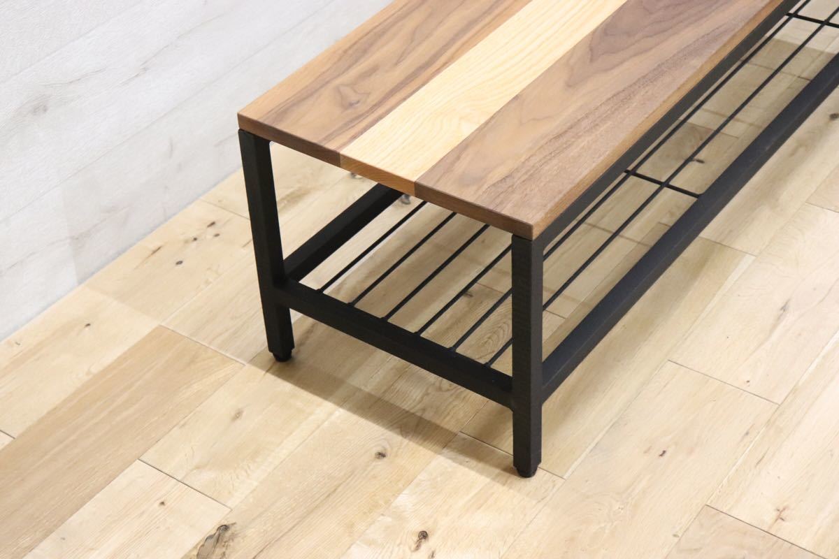 Guide-Maker ○ オーク×ウォールナット 無垢材 TVボード リビングボード サイドボード アイアン マットブラック 北欧 モダン 展示品